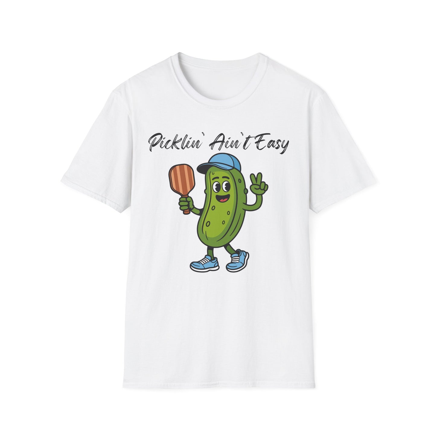 Picklin Ain't Easy Pickle Character T-Shirt | Cartoon Pickle with Paddle