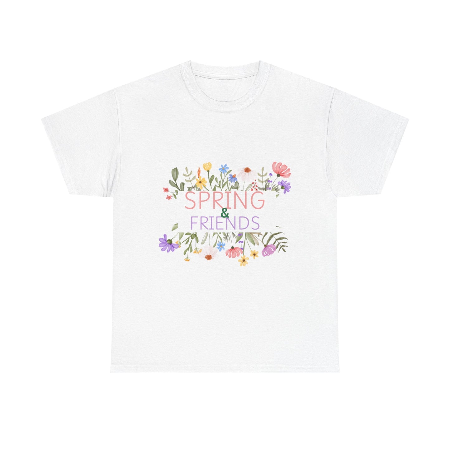 Spring & Friends Floral Unisex Heavy Cotton Tee | Casual Wear, Spring Outfit, Gift for Her, Nature Lover Shirt, Eco-Friendly Tee