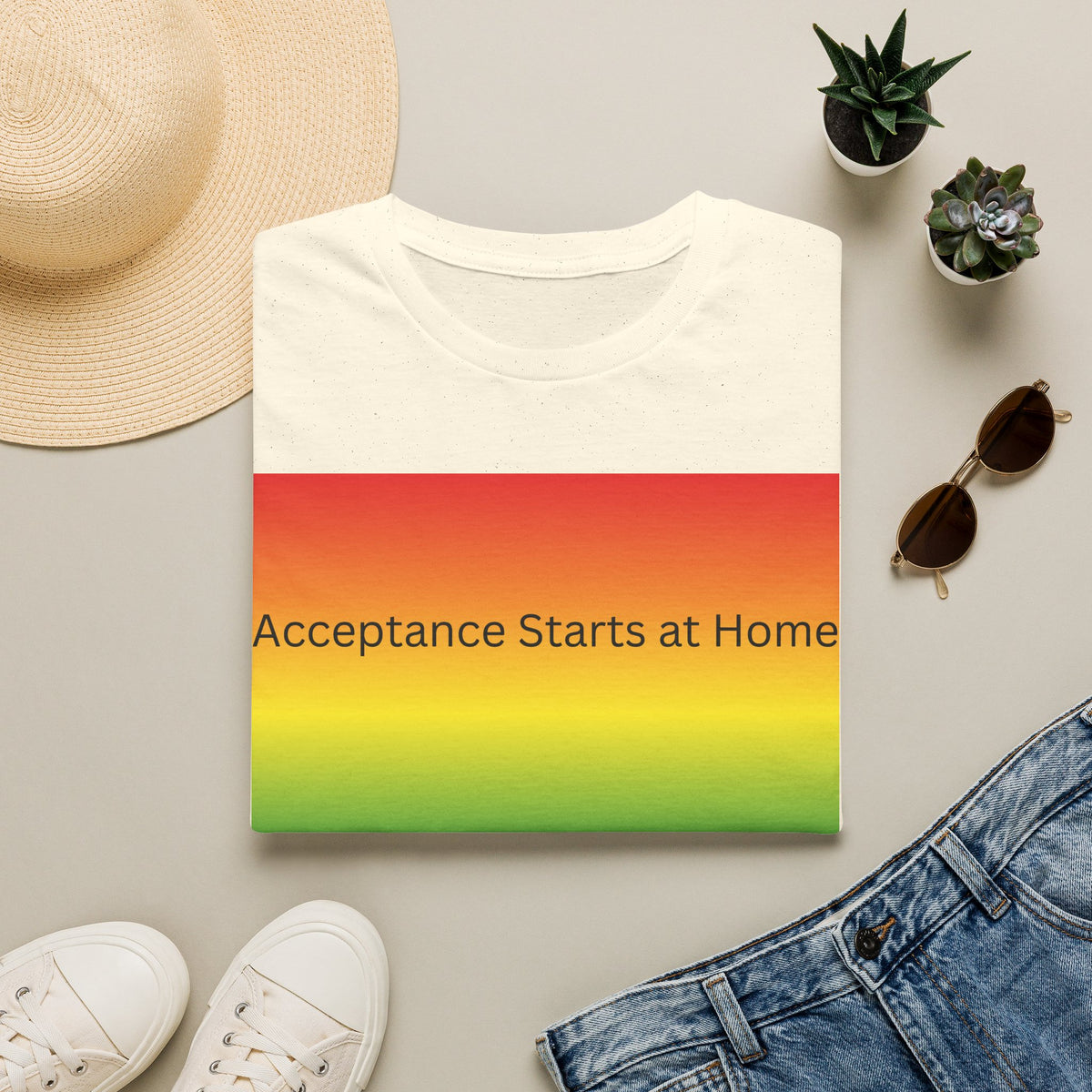 Acceptance Starts at Home T-Shirt | Rainbow Pride Tee