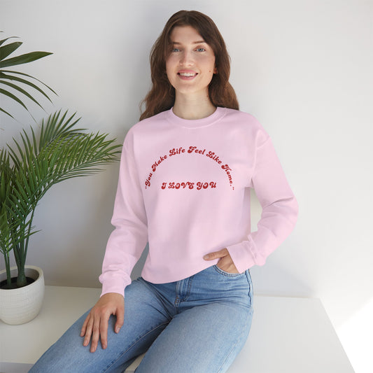 I Love You Crewneck Sweatshirt — Retro Red Script Valentine Sweatshirt
