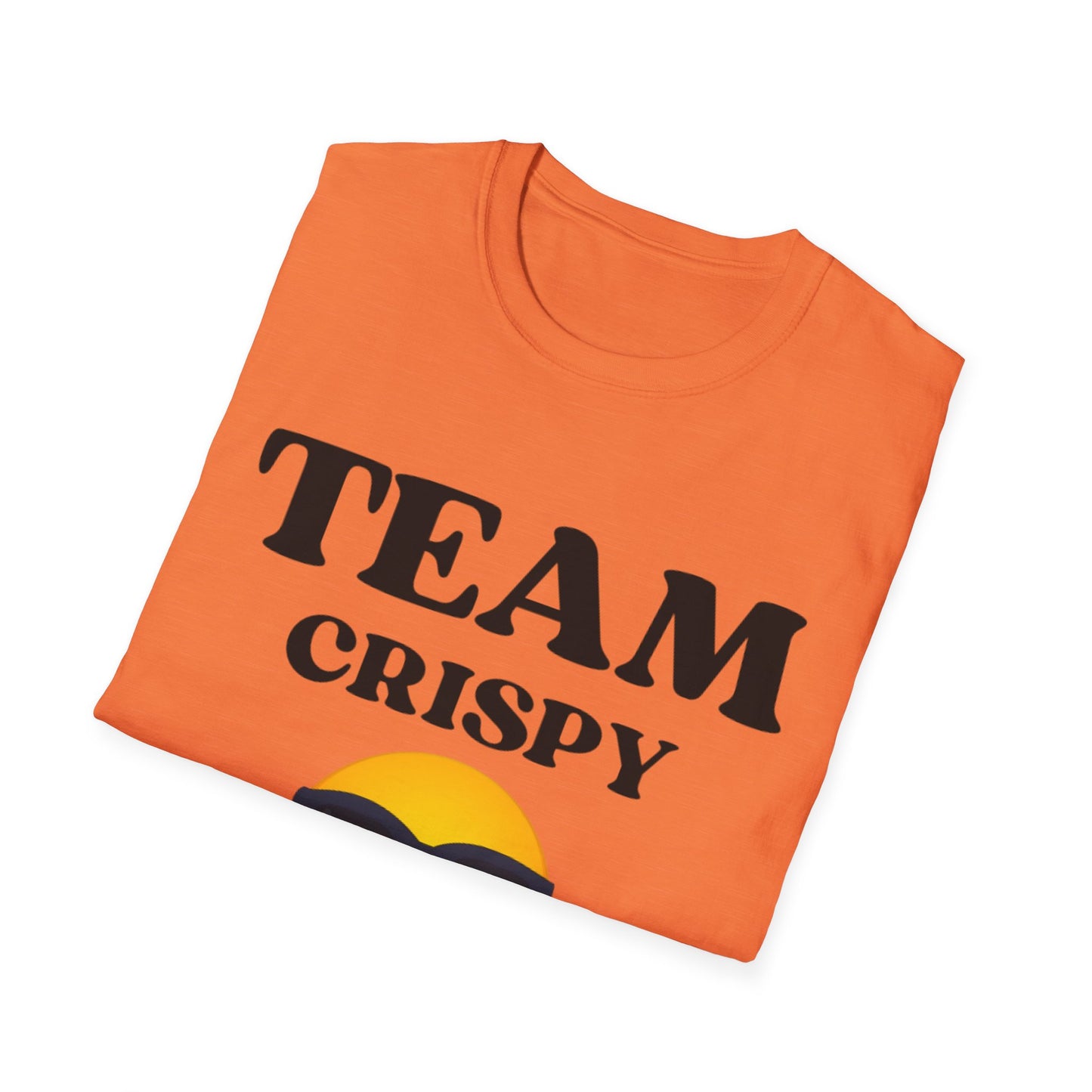 Retro Team Crispy T-Shirt, Fun Unisex Tee for Friends, Casual Summer Shirt, Gift for Team Spirit, Emoji Graphics