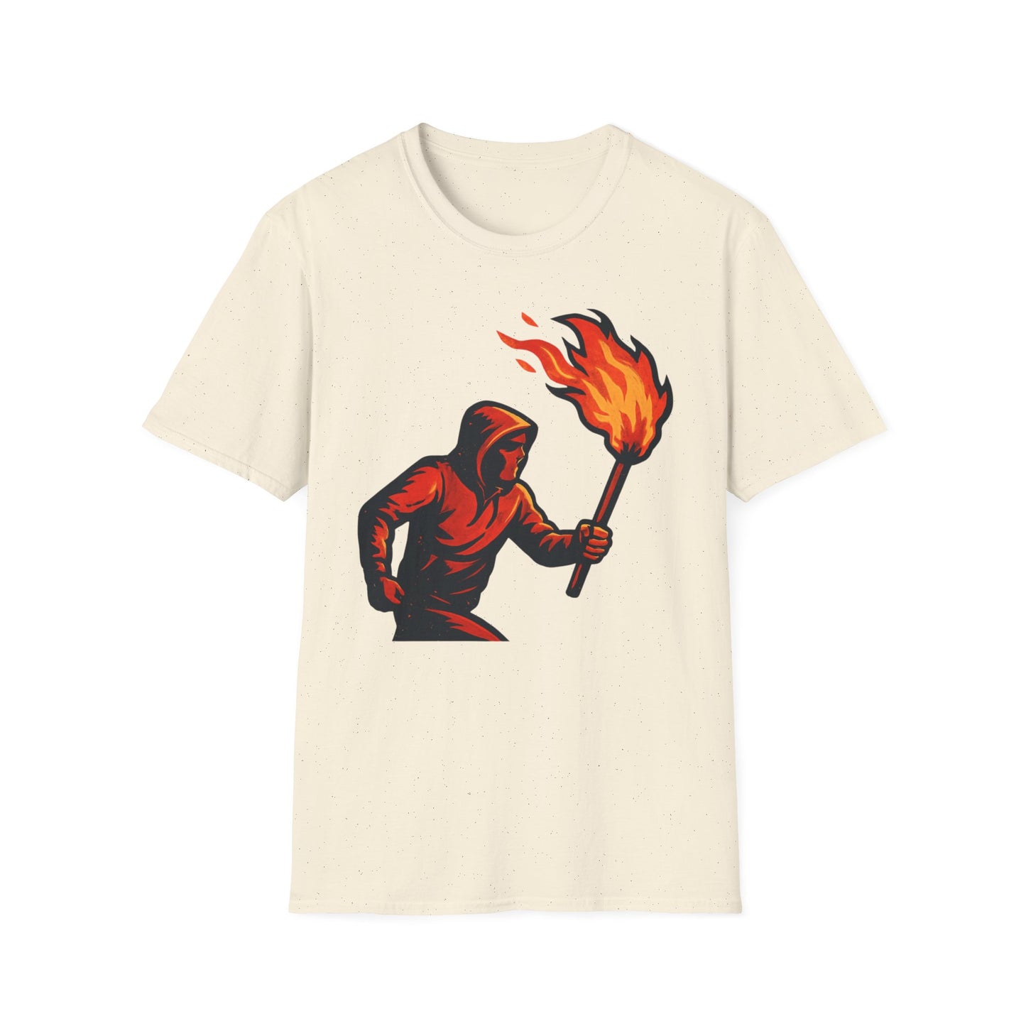 Hooded Figure with Torch T-Shirt | Flame Riot Graphic Tee