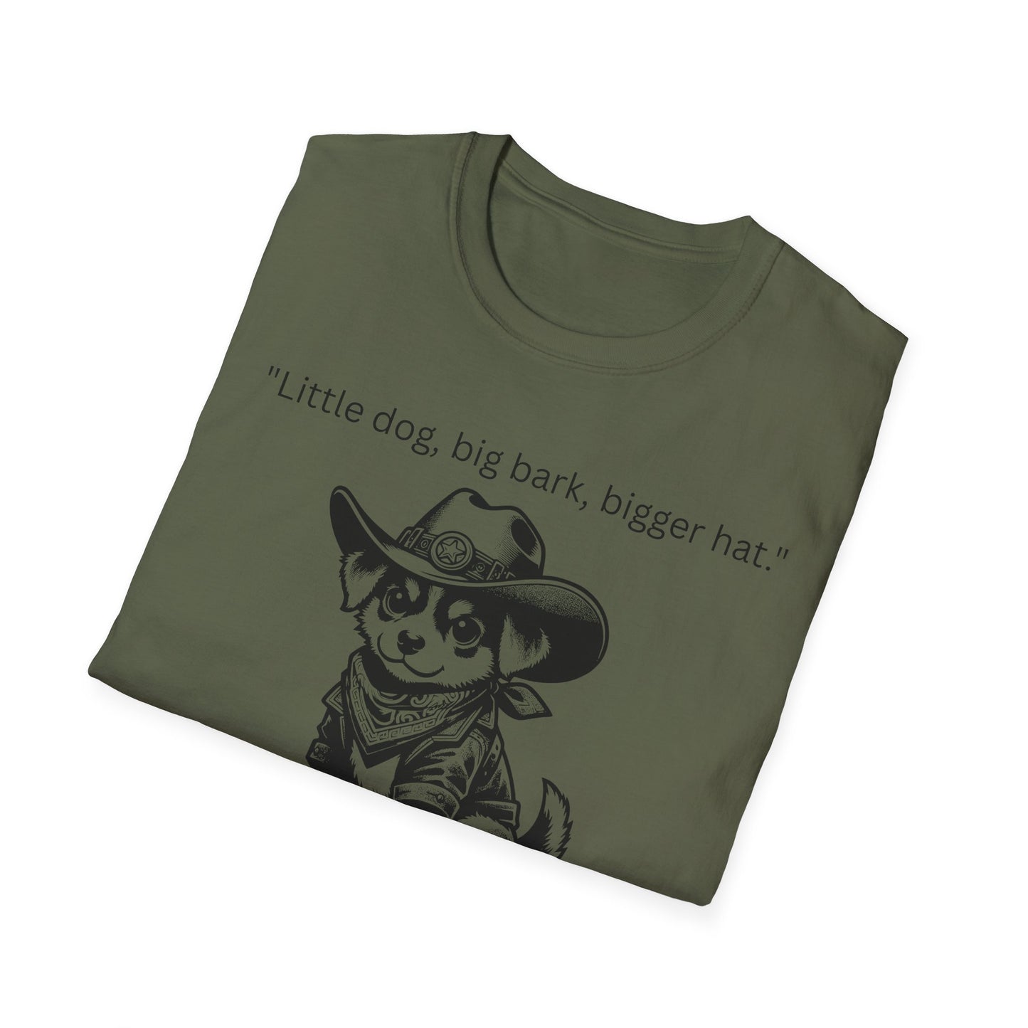 Little Dog Big Bark Unisex T-Shirt, Funny Dog Shirt, Pet Lover Gift, Cowboy Dog Tee, Cute Graphic Tee