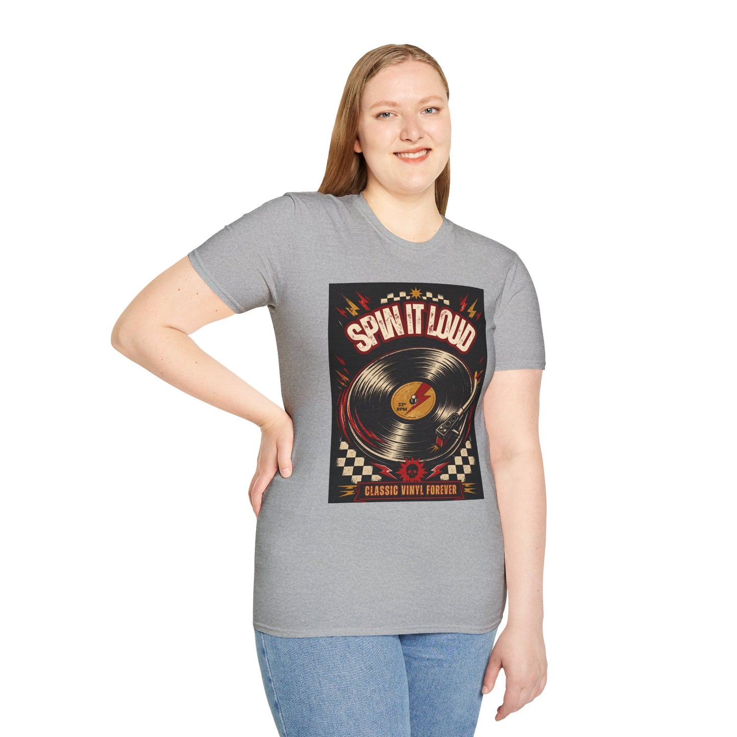 Spin It Loud Vinyl Record T-Shirt | Retro Music Graphic Tee
