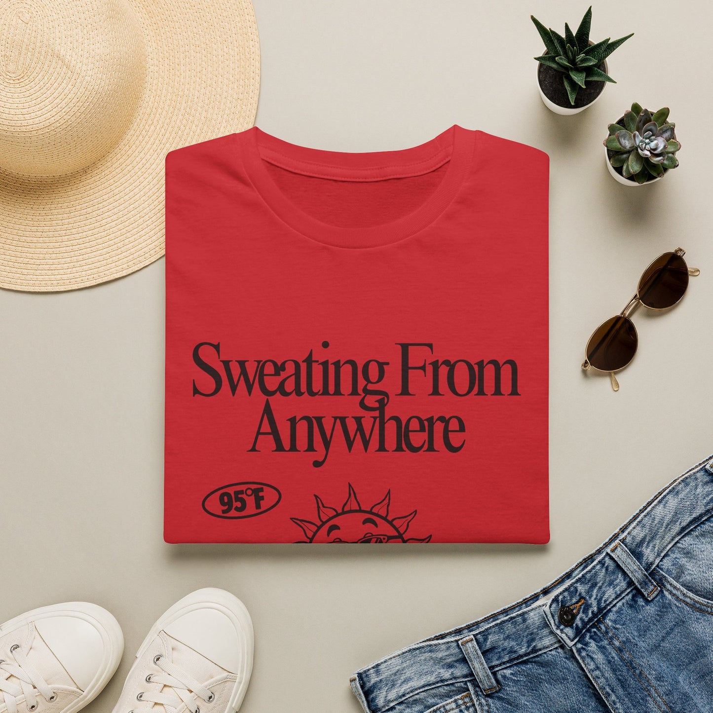 Sweating From Anywhere T-Shirt | Retro Sun Graphic 95F