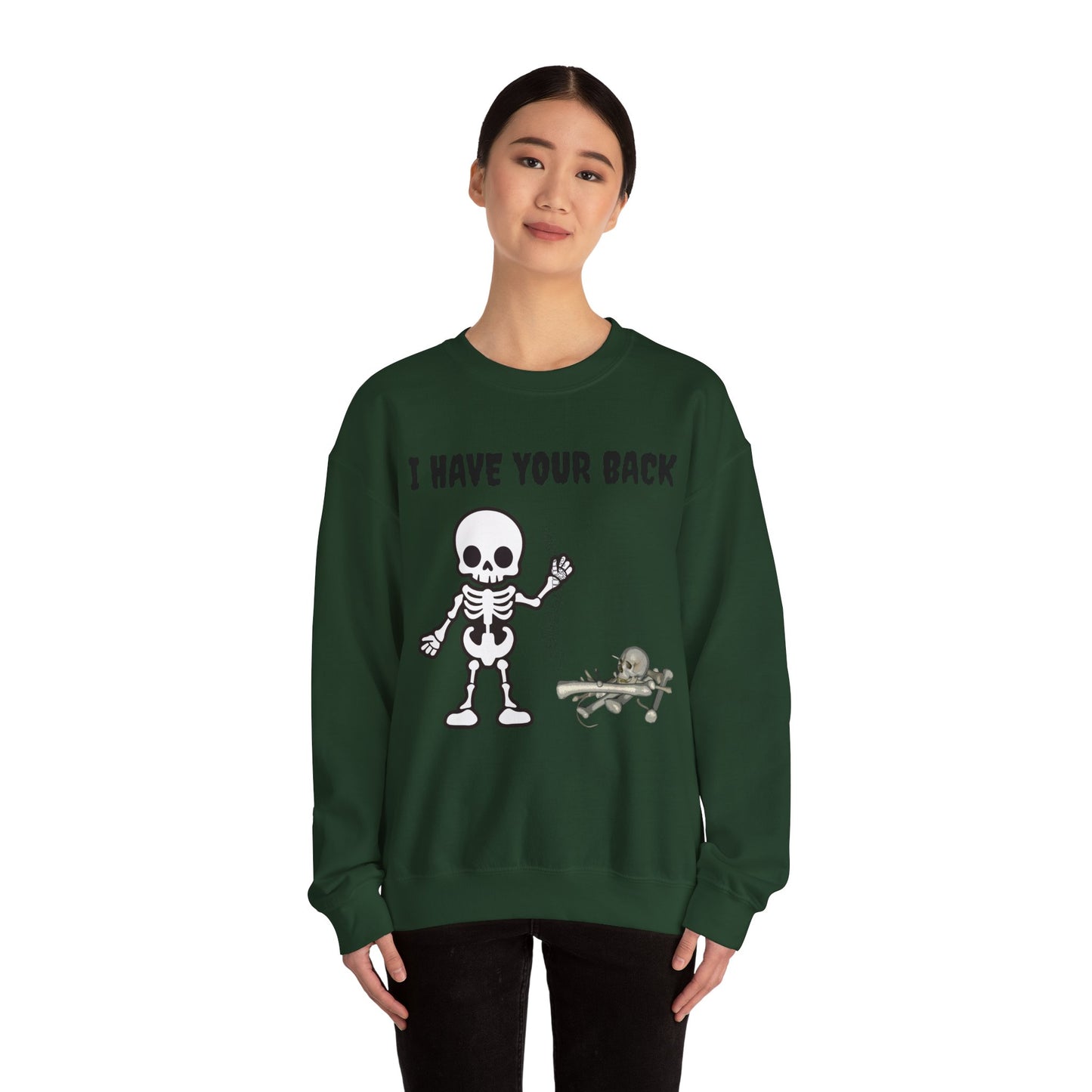 Skeleton Crewneck Sweatshirt - I Have Your Back, Funny Gift for Halloween, Cozy Casual Wear, Unisex Sweatshirt, Perfect for All Seasons
