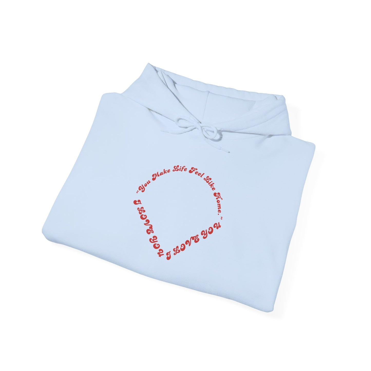 Heart Script Hoodie — Minimal Heart Text Graphic Pullover