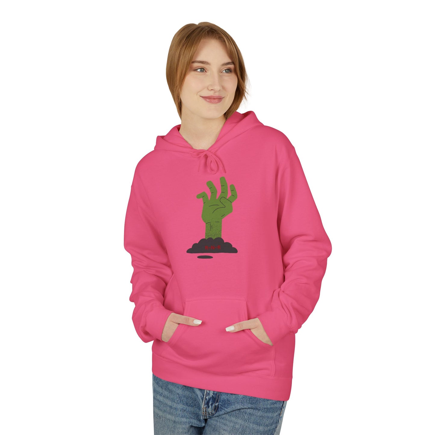 Zombie Hand Graphic Hoodie, Unisex Fleece Sweatshirt, Halloween Apparel, Cozy Hoodie, Unique Gift for Nerds
