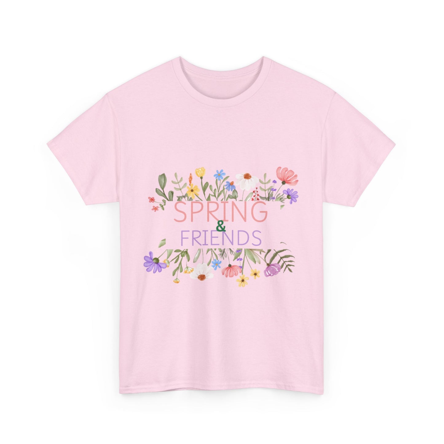 Spring & Friends Floral Unisex Heavy Cotton Tee | Casual Wear, Spring Outfit, Gift for Her, Nature Lover Shirt, Eco-Friendly Tee