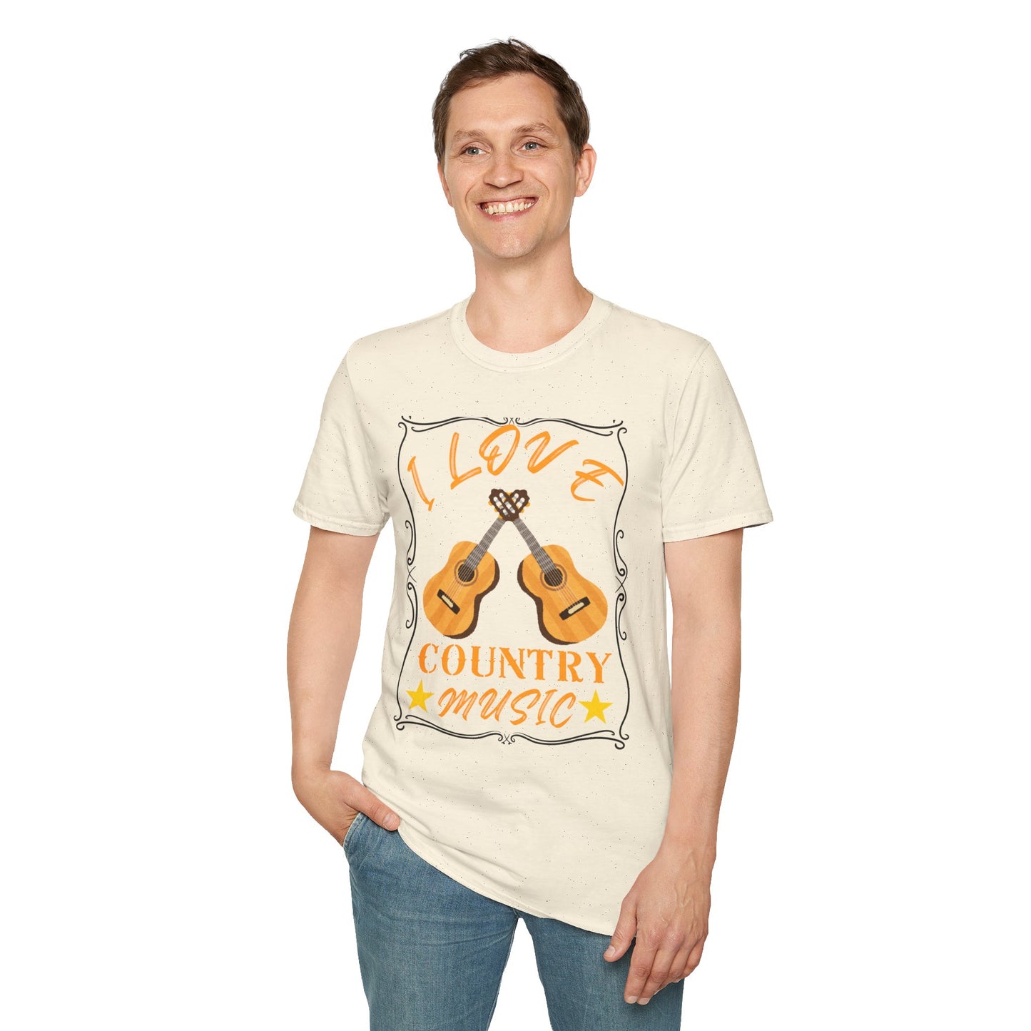 I Love Country Music T-Shirt | Acoustic Guitar Design