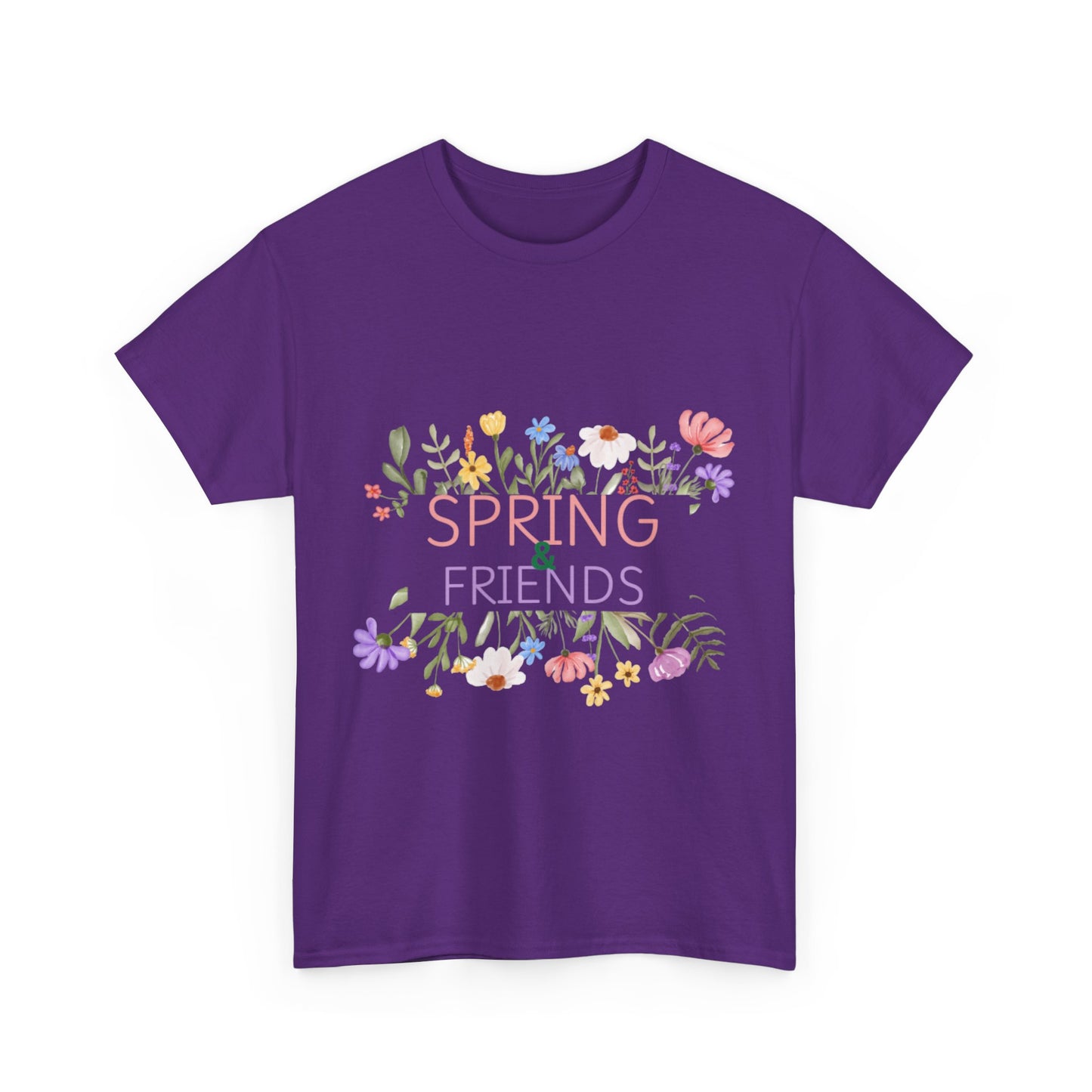 Spring & Friends Floral Unisex Heavy Cotton Tee | Casual Wear, Spring Outfit, Gift for Her, Nature Lover Shirt, Eco-Friendly Tee