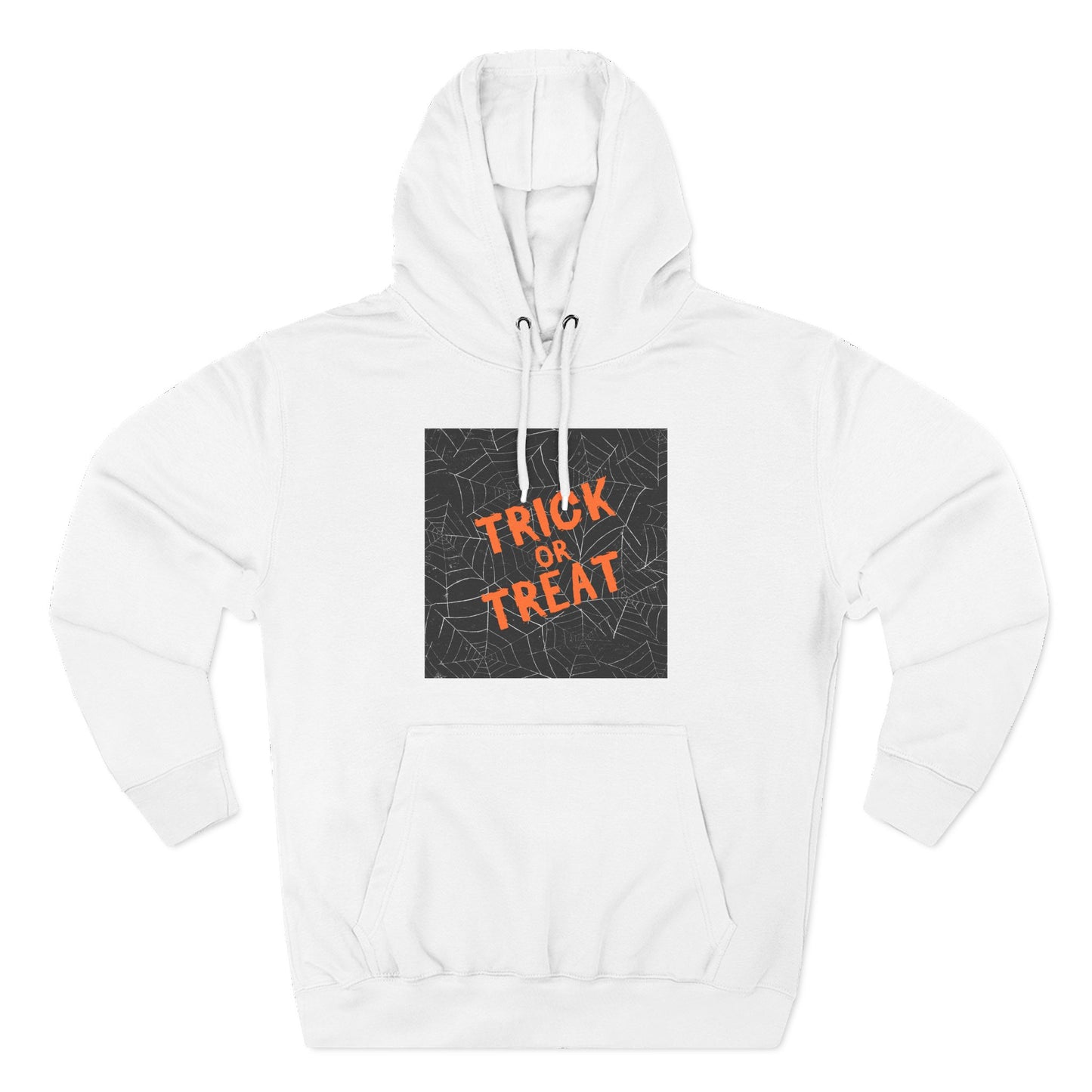 Halloween Trick or Treat Fleece Hoodie, Cozy Fall Apparel, Perfect for Costume Parties, Autumn Chill, Ghostly Gatherings, Comfortable Gift