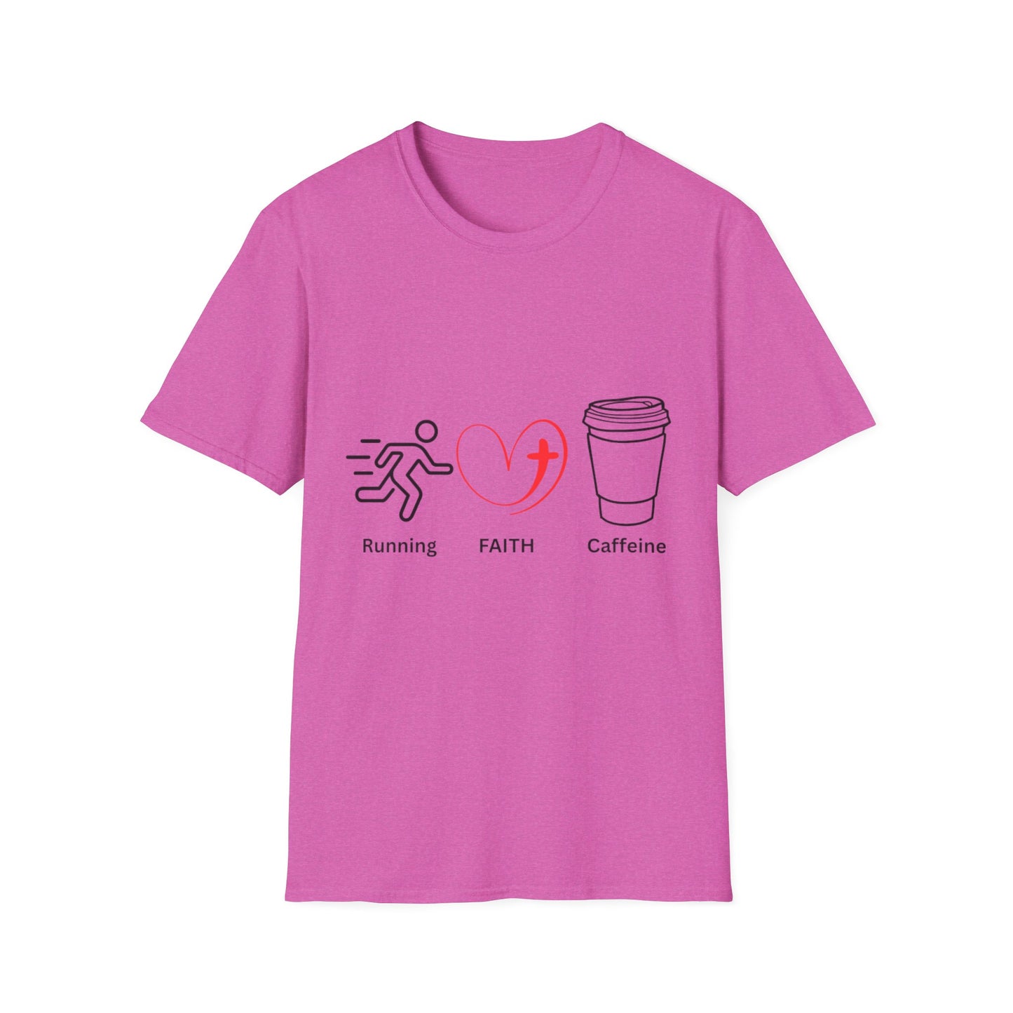 Running Faith Caffeine T-Shirt, Motivational Fitness Tee, Gift for Runners, Christian Apparel, Inspirational Workouts