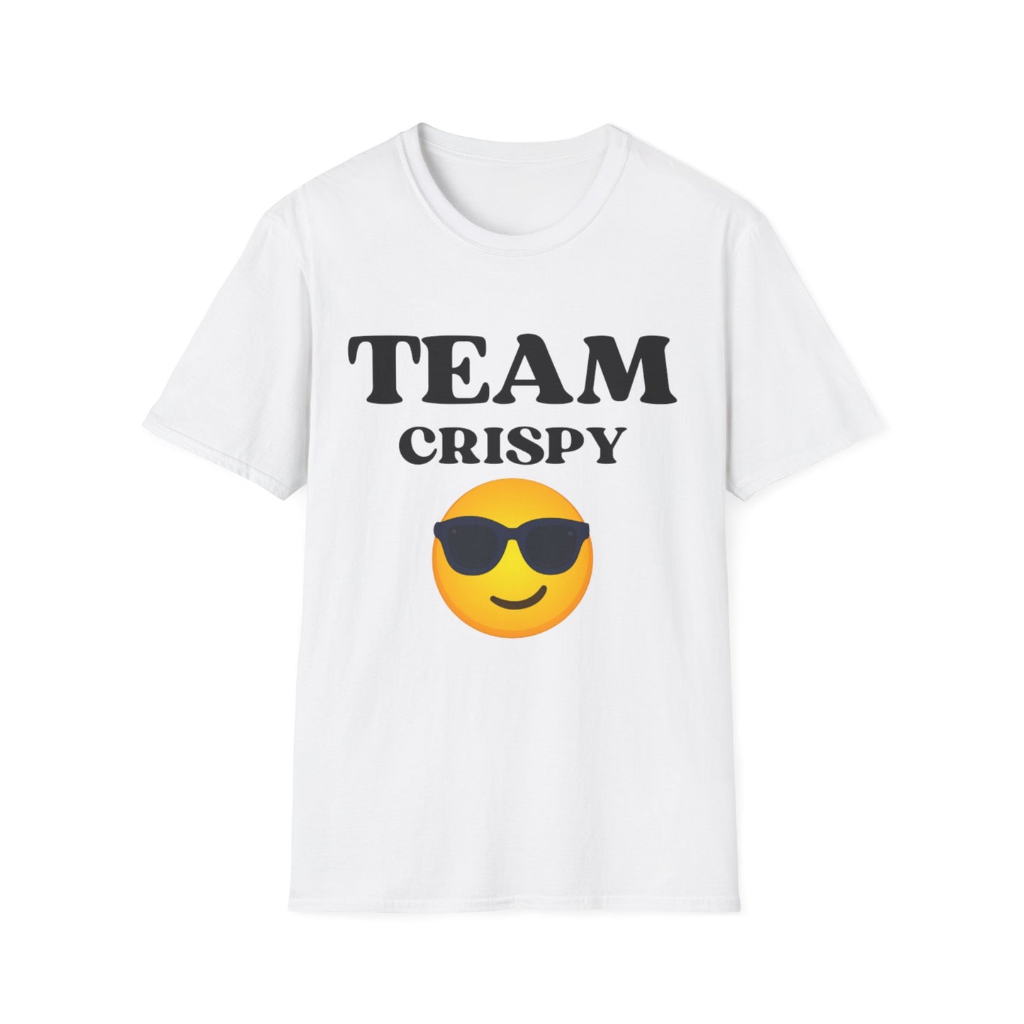 Retro Team Crispy T-Shirt, Fun Unisex Tee for Friends, Casual Summer Shirt, Gift for Team Spirit, Emoji Graphics