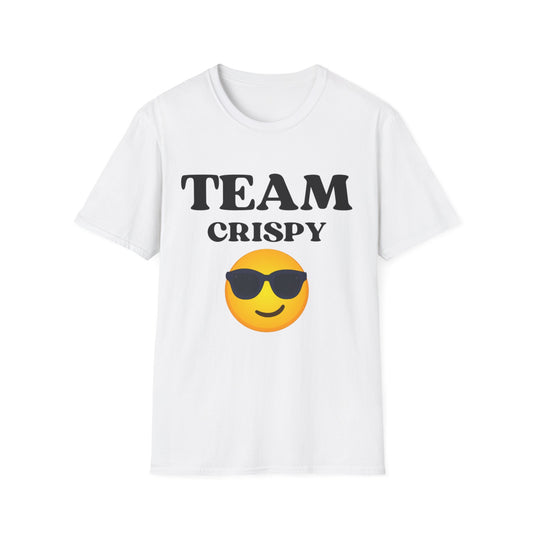 Retro Team Crispy T-Shirt, Fun Unisex Tee for Friends, Casual Summer Shirt, Gift for Team Spirit, Emoji Graphics