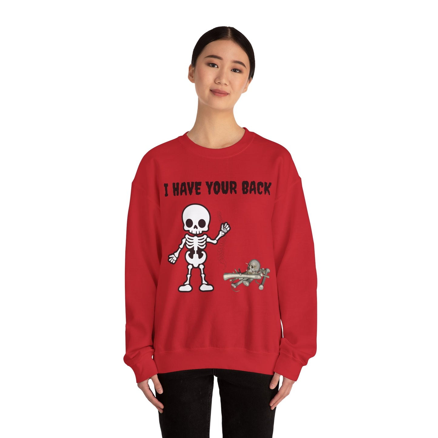 Skeleton Crewneck Sweatshirt - I Have Your Back, Funny Gift for Halloween, Cozy Casual Wear, Unisex Sweatshirt, Perfect for All Seasons