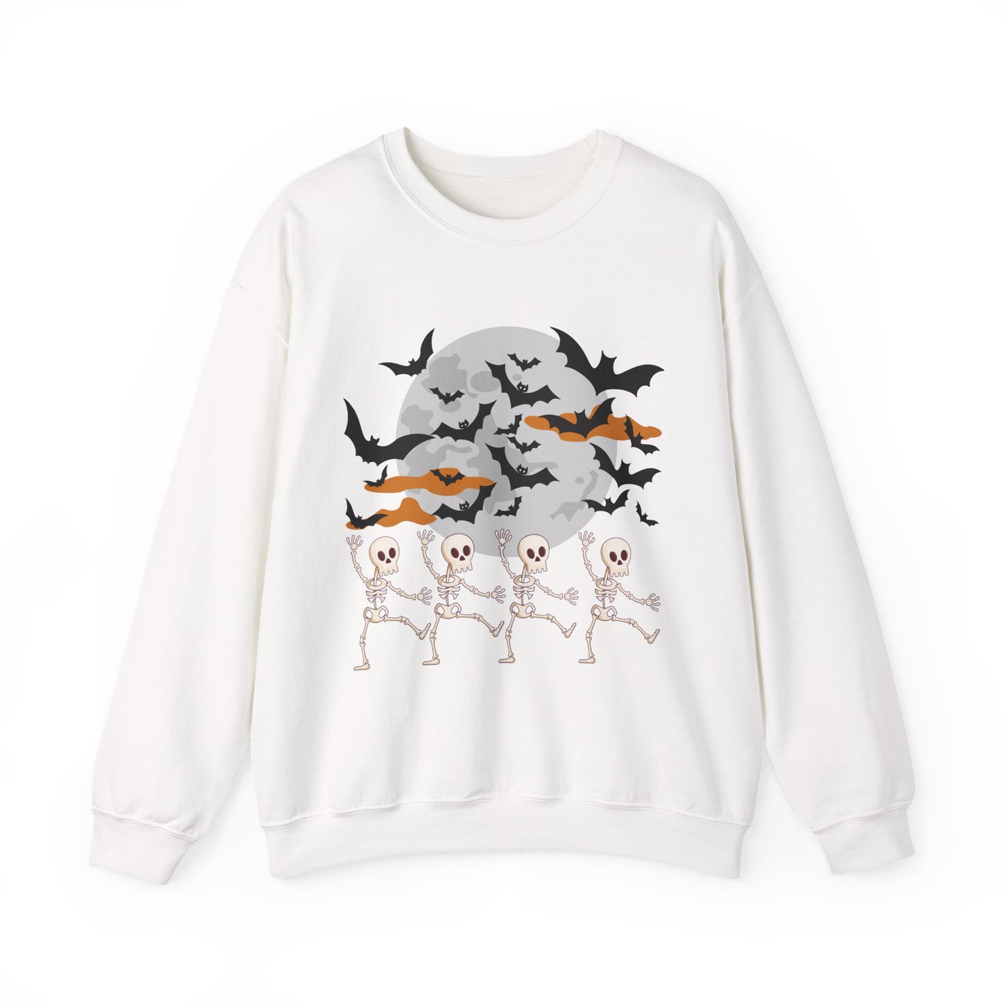 Spooky Skeleton Halloween Sweatshirt, Cozy Crewneck Pullover, Unisex Halloween Apparel, Fall Fashion, Perfect for Pumpkin Patches