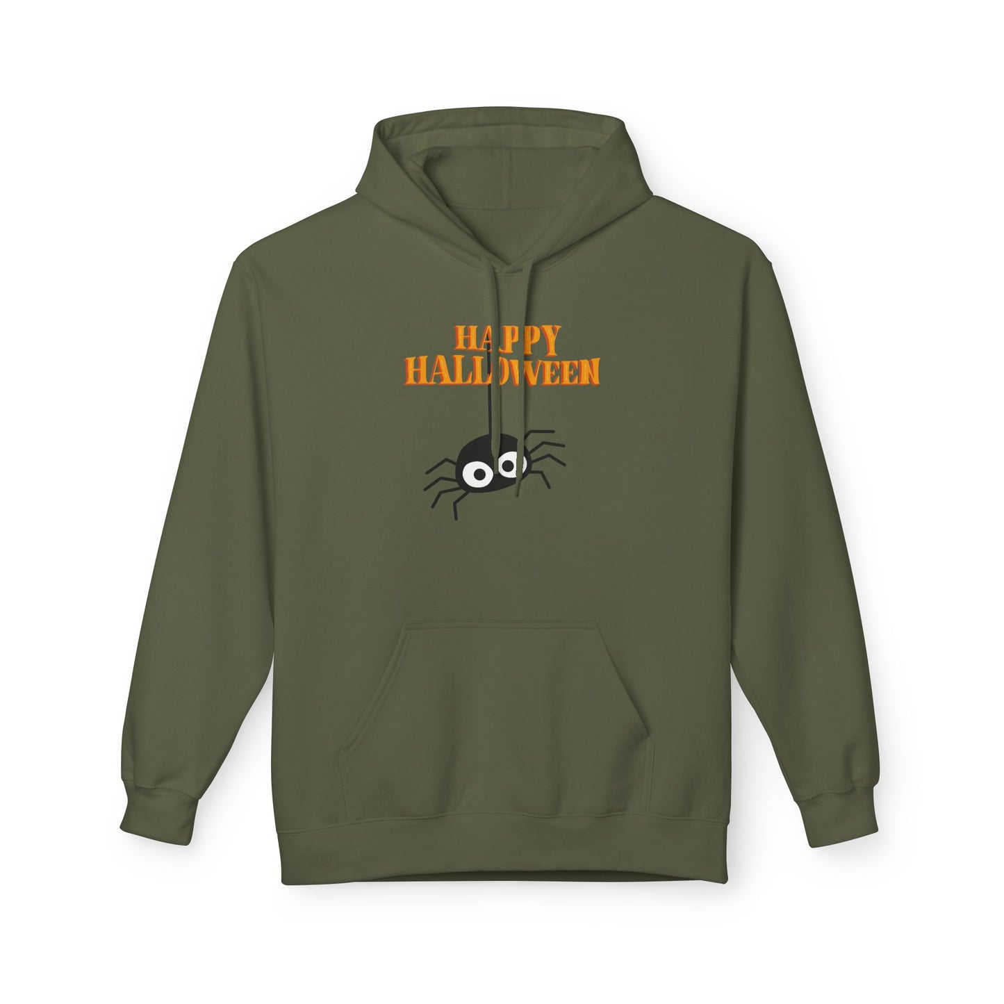 Happy Halloween Spider Hoodie, Unisex Fleece Hoodie, Cozy Fall Fashion, Halloween Costume, Spooky Season Apparel, Trick or Treat Sweater