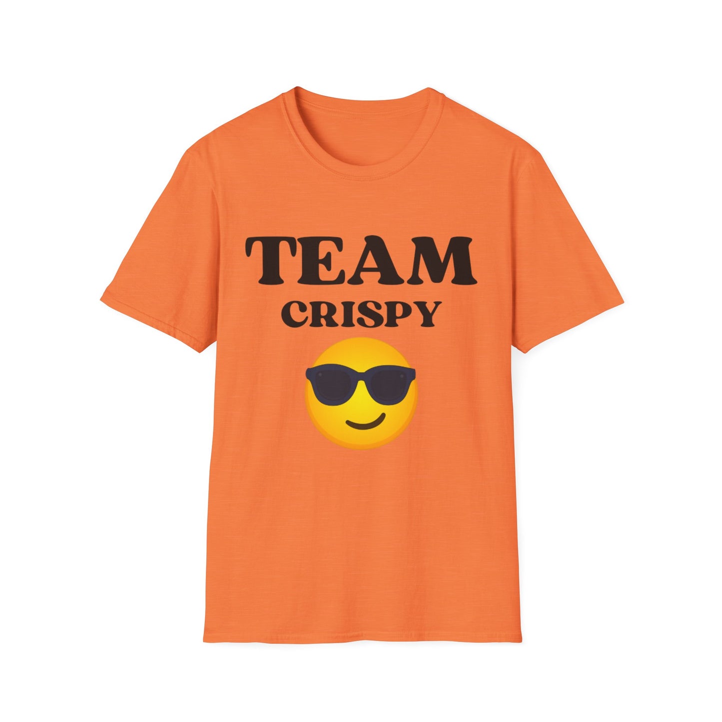 Retro Team Crispy T-Shirt, Fun Unisex Tee for Friends, Casual Summer Shirt, Gift for Team Spirit, Emoji Graphics