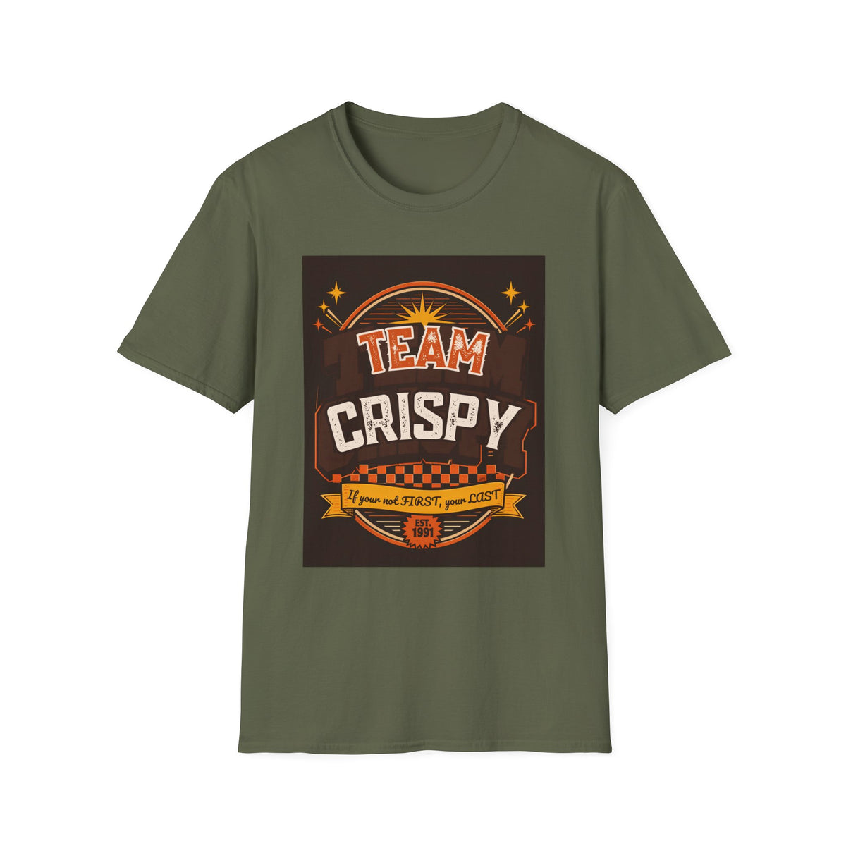 Team Crispy T-Shirt | Retro Badge Snack Lover Tee