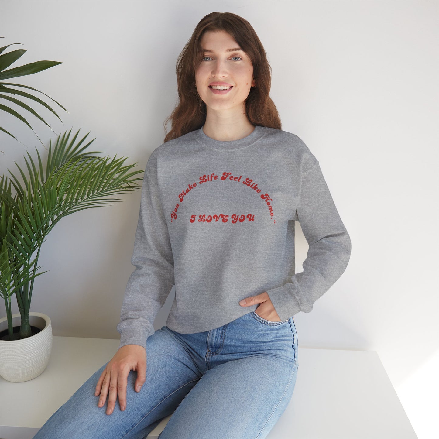 I Love You Crewneck Sweatshirt — Retro Red Script Valentine Sweatshirt