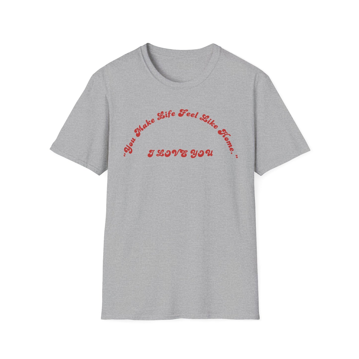 I Love You Graphic Tee — Romantic Red Script Chest Shirt