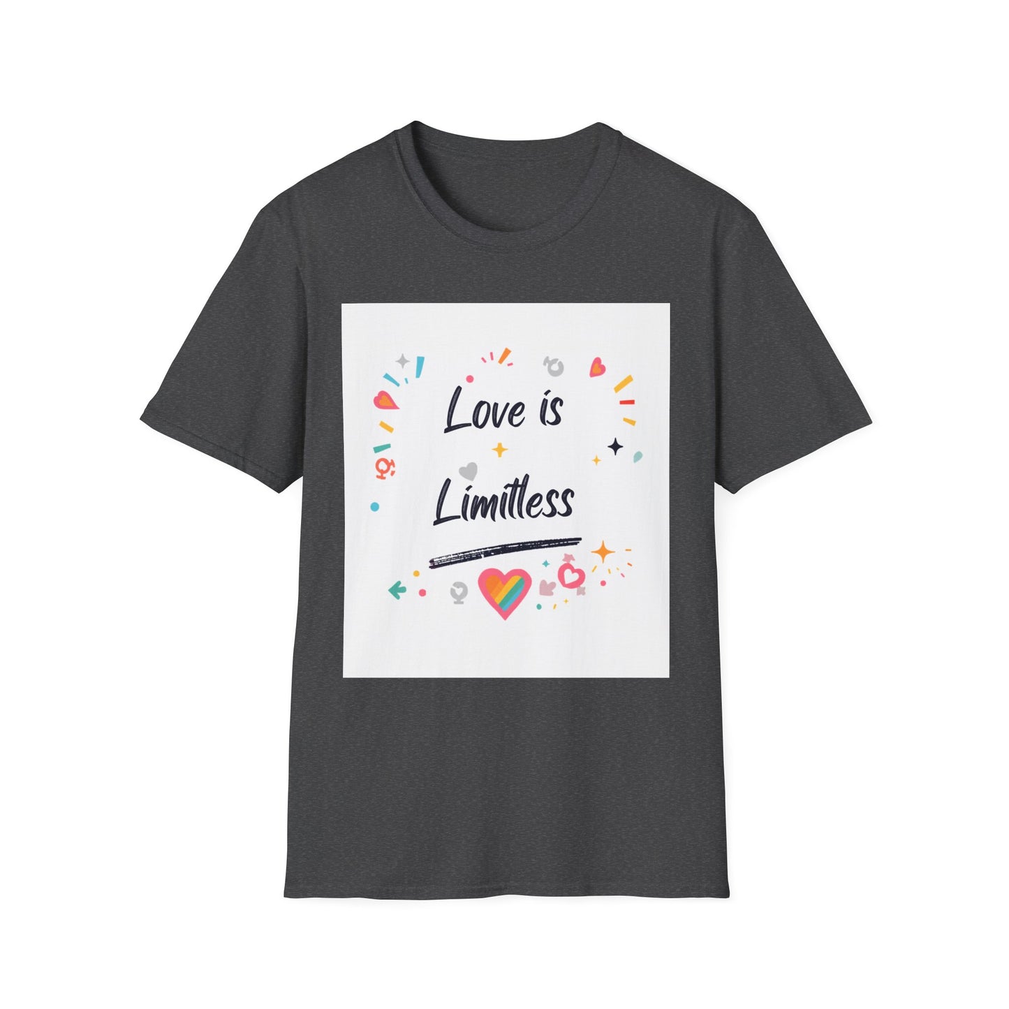 Love Is Limitless T-Shirt | Inspirational Pride Rainbow Heart Design