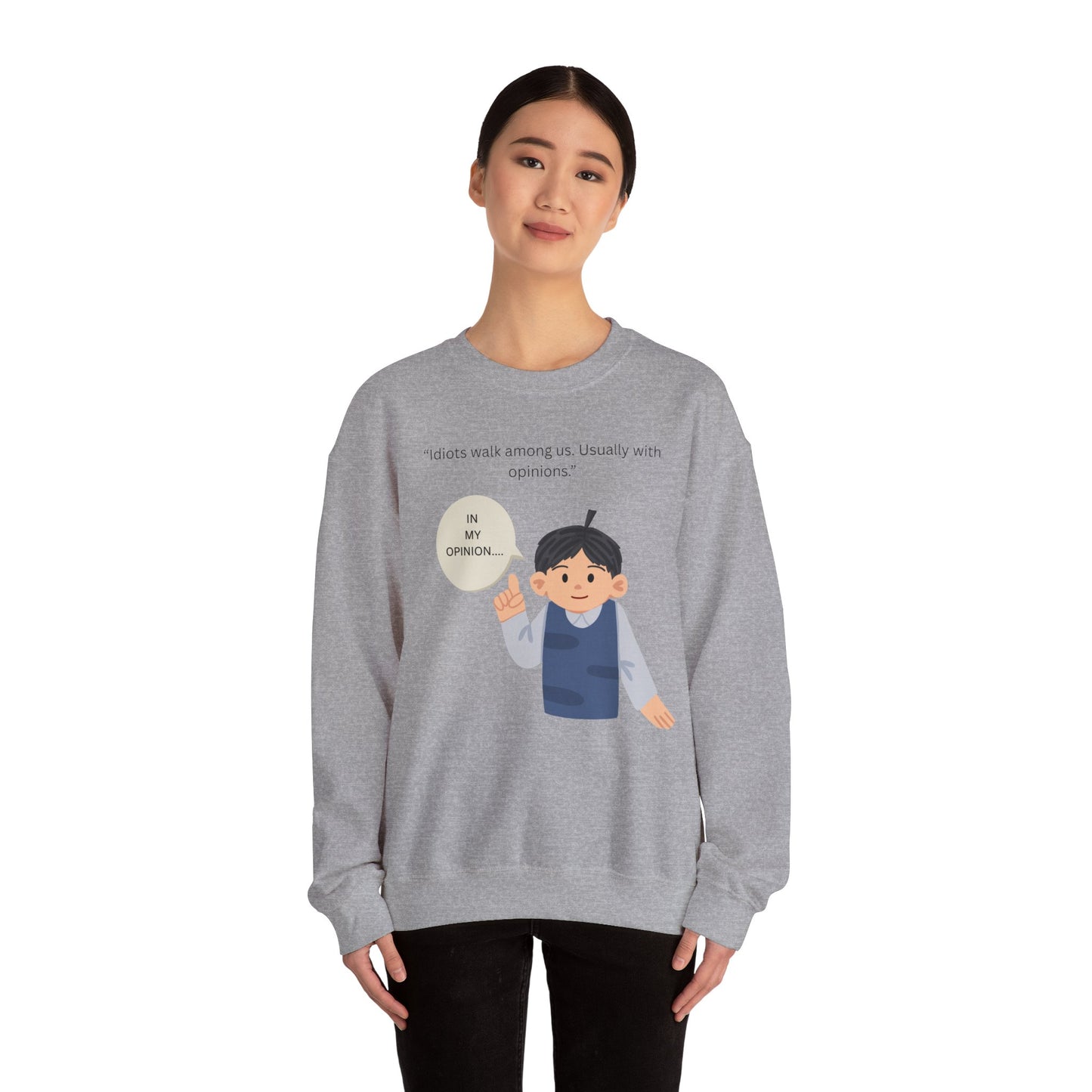 In My Opinion Boy Illustration Sweatshirt | Opinion Quote Crewneck