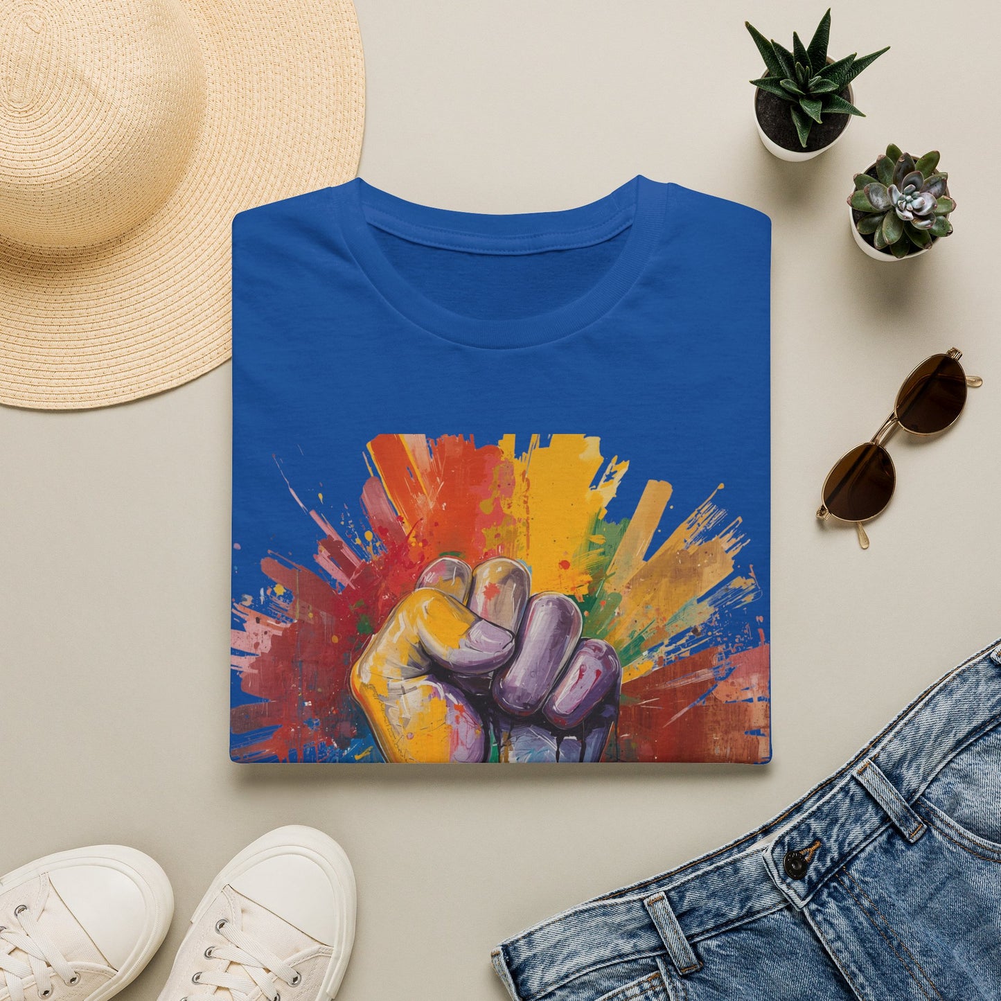 Rainbow Fist Protest Artwork T-Shirt | Pride Solidarity Graphic Tee