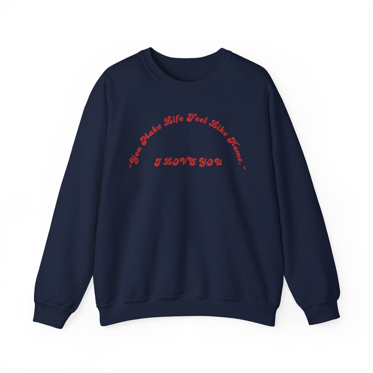 I Love You Crewneck Sweatshirt — Retro Red Script Valentine Sweatshirt