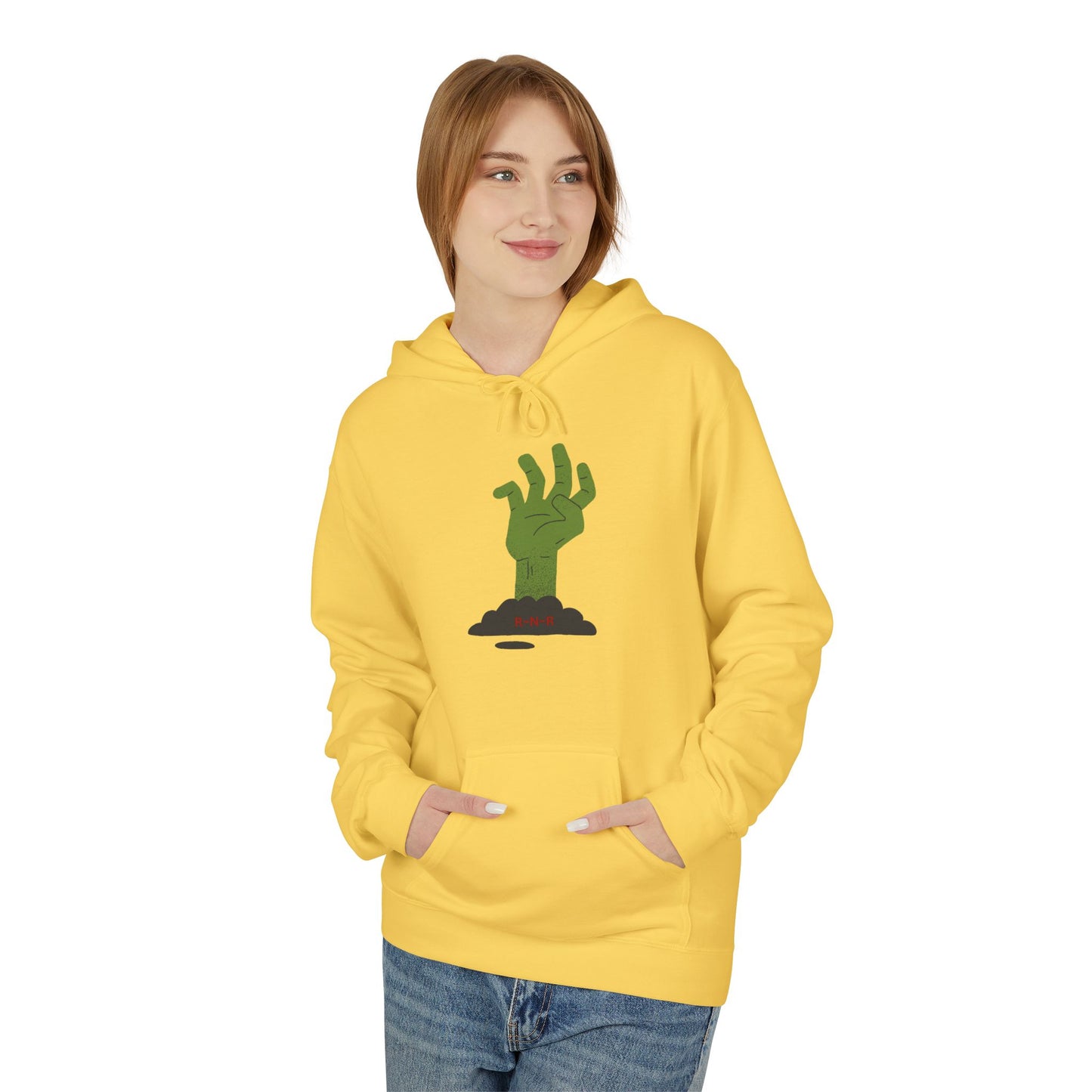 Zombie Hand Graphic Hoodie, Unisex Fleece Sweatshirt, Halloween Apparel, Cozy Hoodie, Unique Gift for Nerds