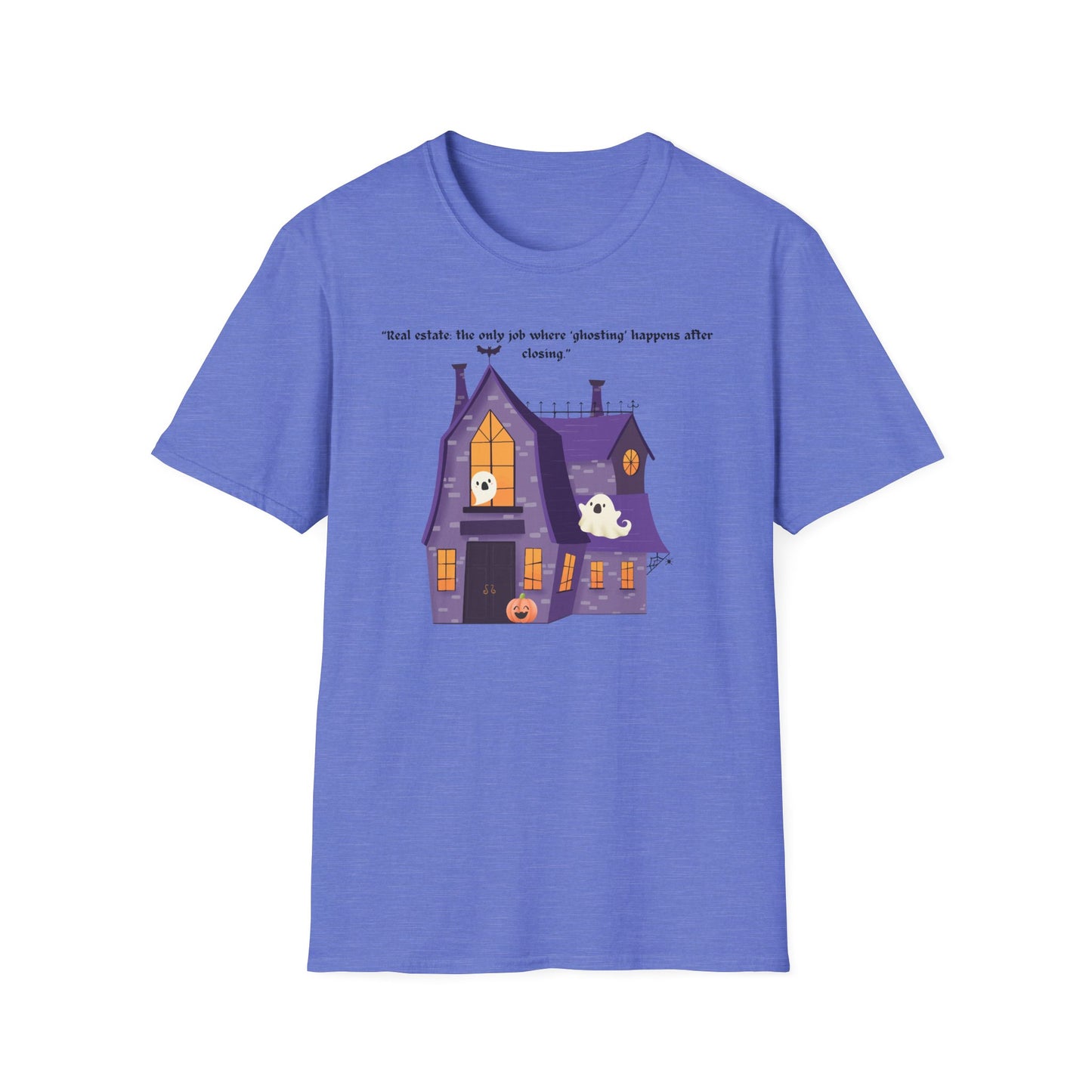 REAL ESTATE Halloween Haunted House T-Shirt, Unisex Softstyle Tee, Spooky Shirt, Fall Festivities, Trick or Treat Apparel