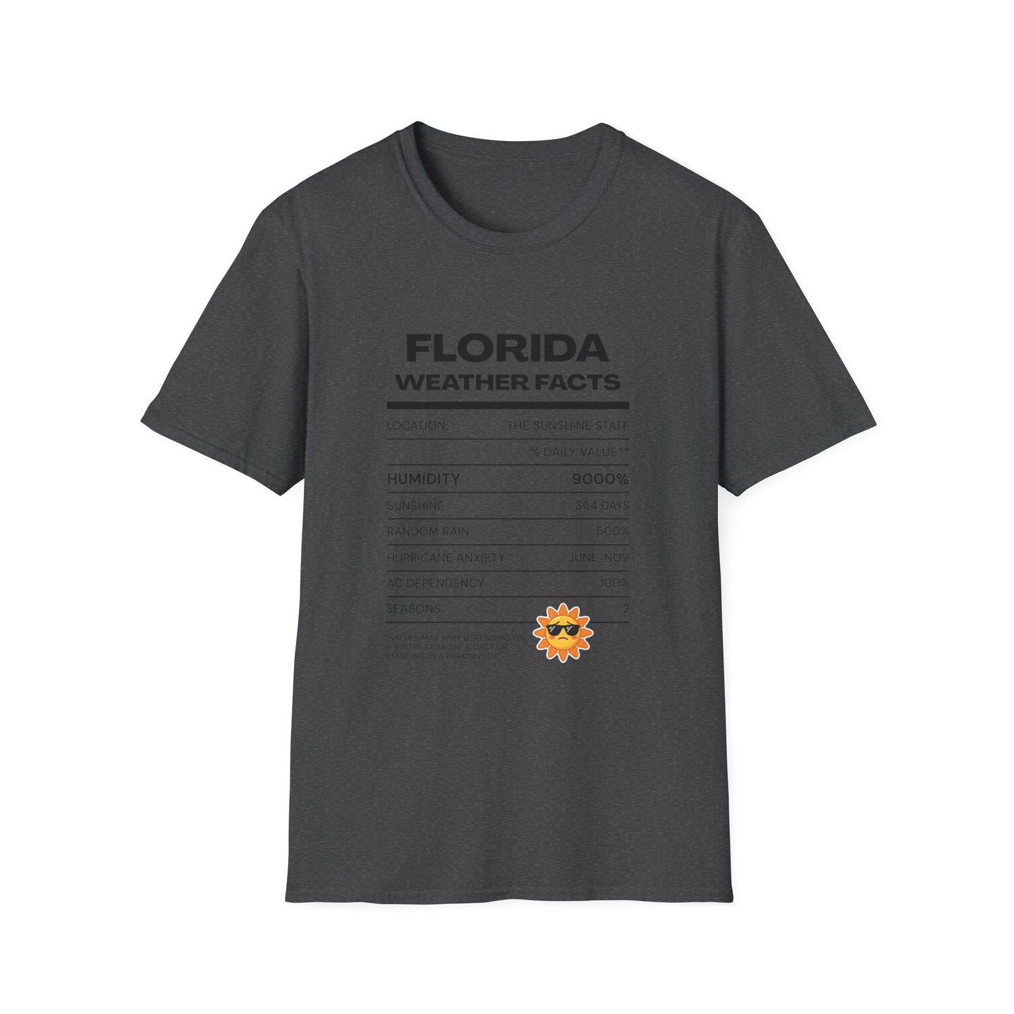 Florida Weather Facts T-Shirt | Humidity 9000% Graphic Tee