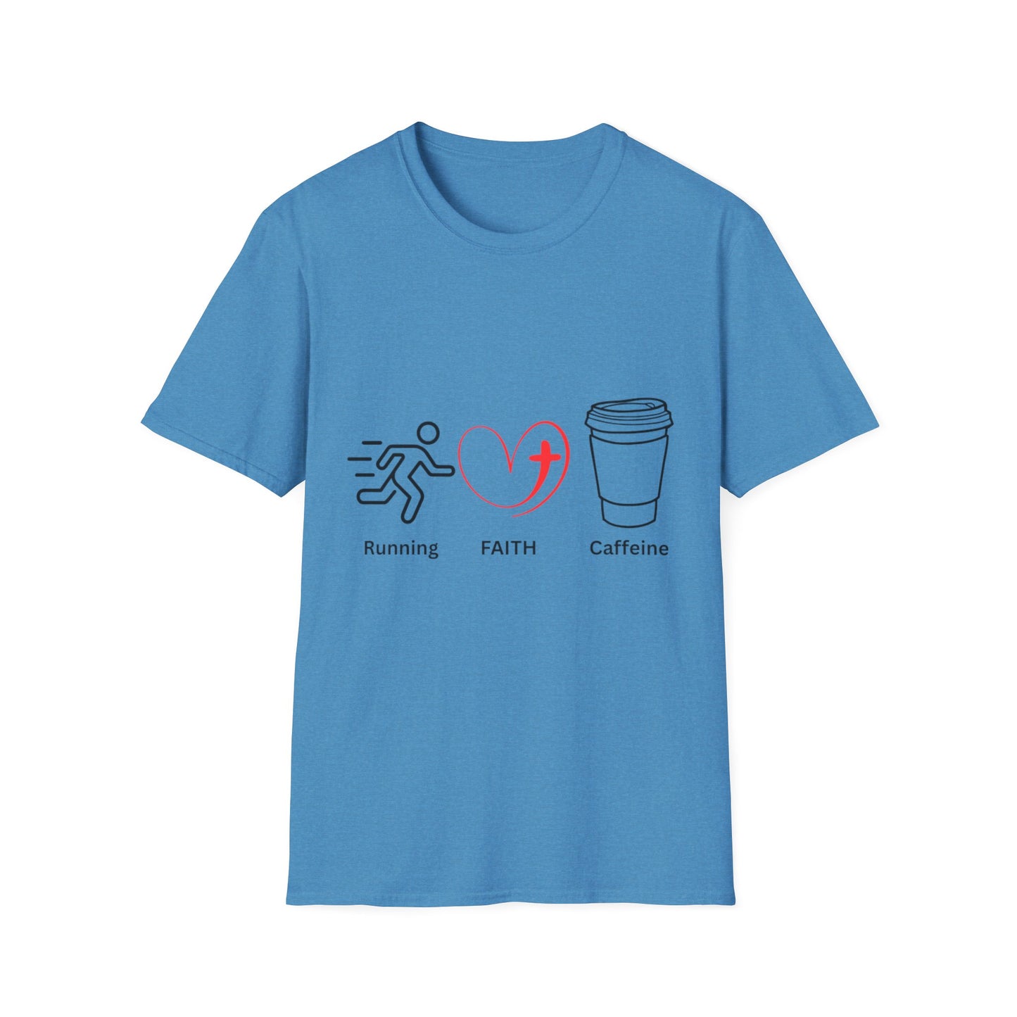 Running Faith Caffeine T-Shirt, Motivational Fitness Tee, Gift for Runners, Christian Apparel, Inspirational Workouts