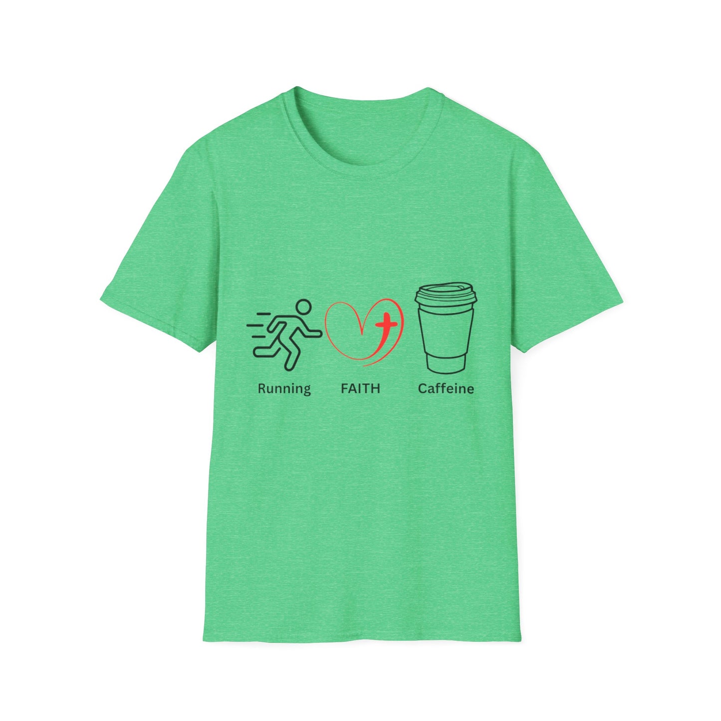 Running Faith Caffeine T-Shirt, Motivational Fitness Tee, Gift for Runners, Christian Apparel, Inspirational Workouts