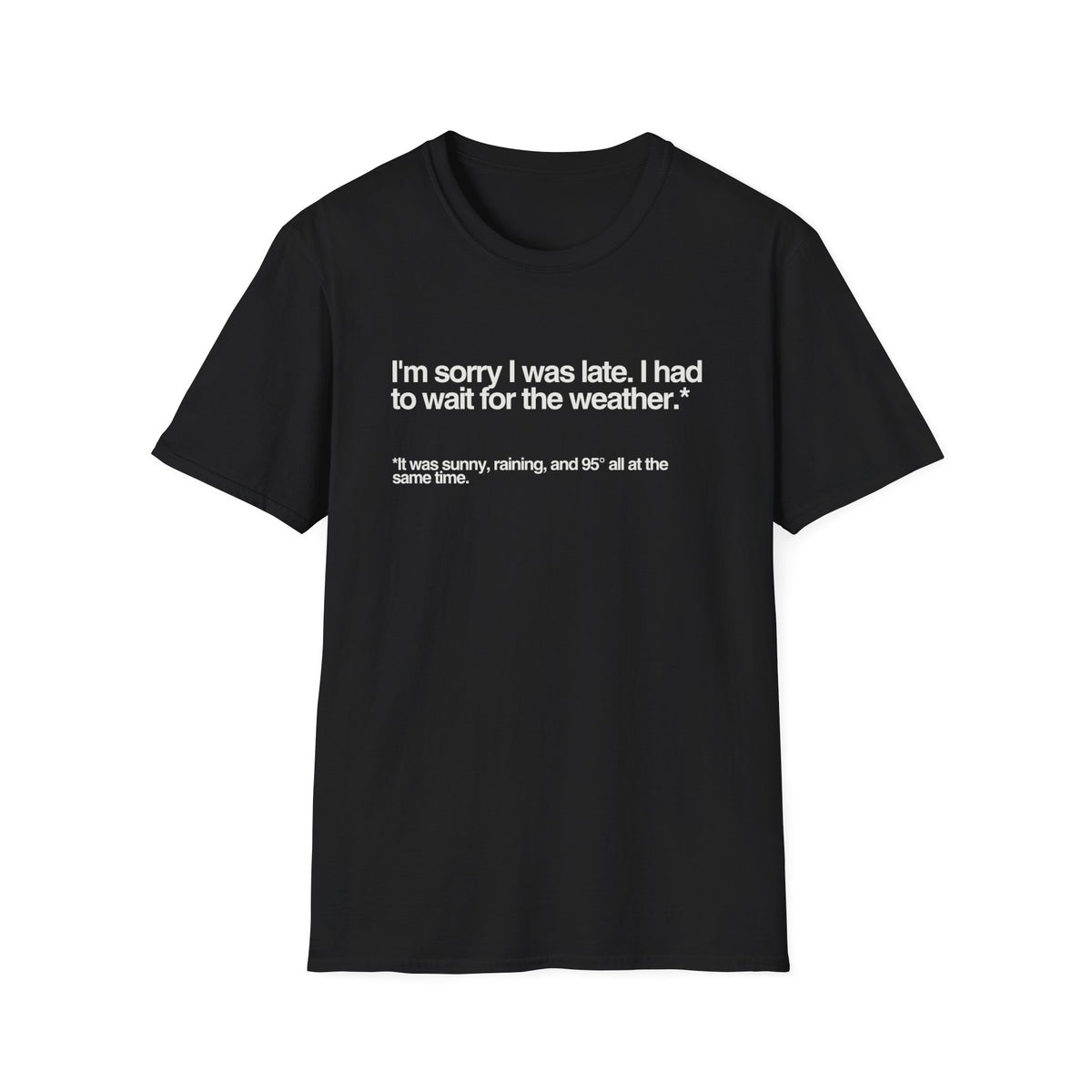 Im sorry I was late I had to wait for the weather TShirt
