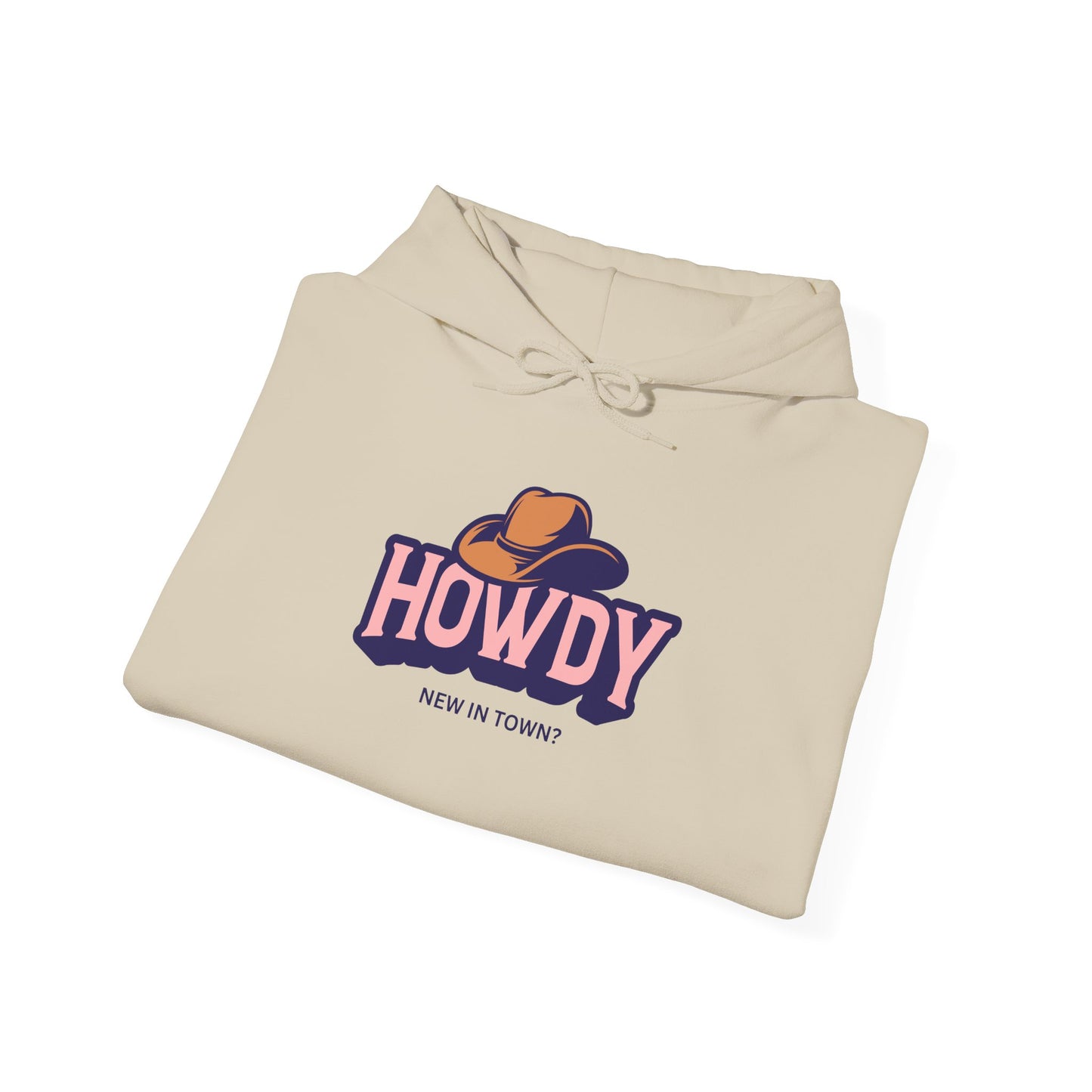 Howdy Cowboy graphic Hoodie | Western hat illustration, retro script