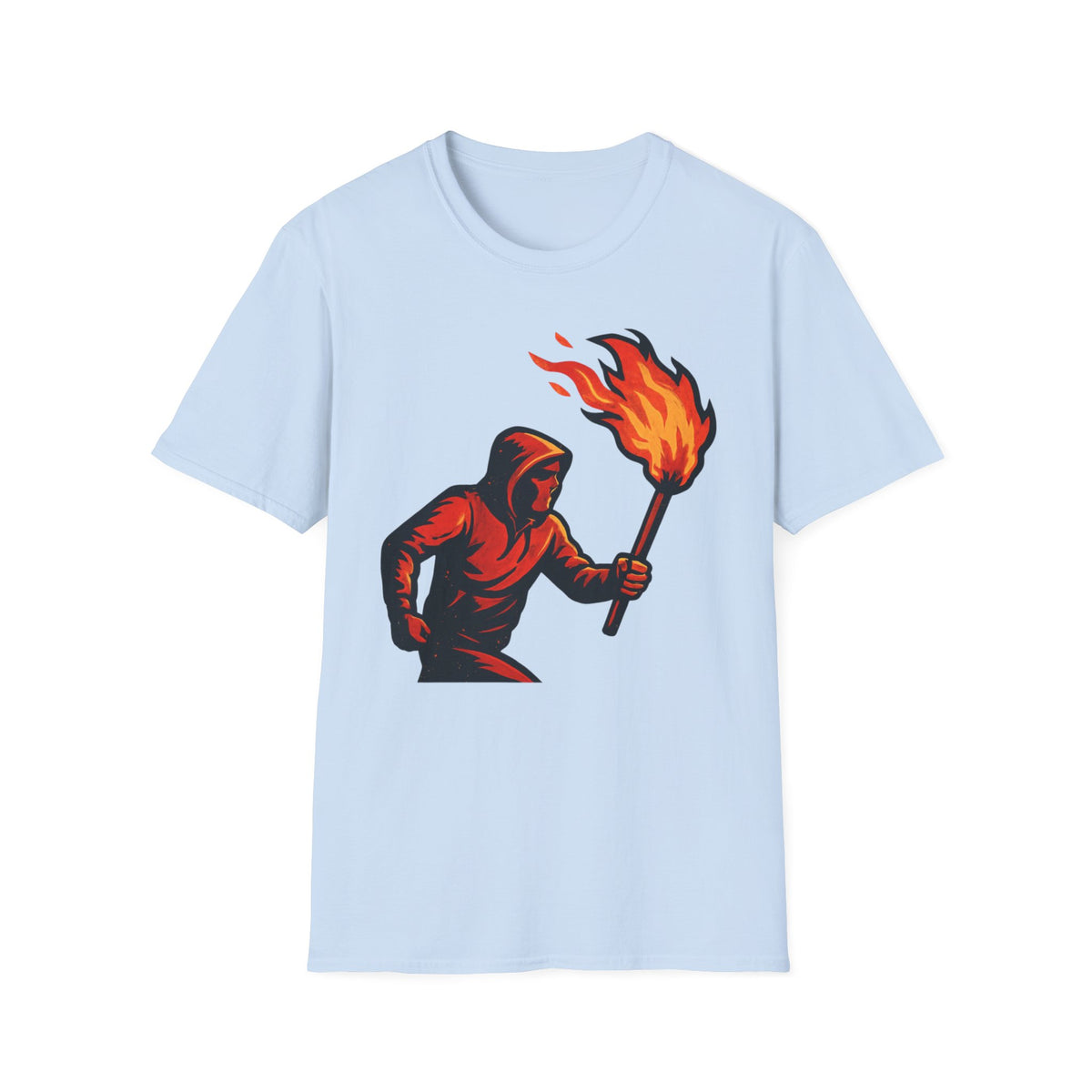 Hooded Figure with Torch T-Shirt | Flame Riot Graphic Tee