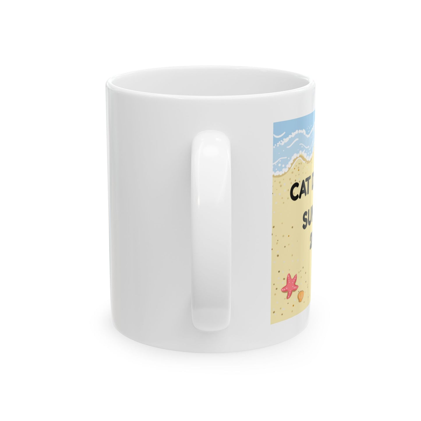 Beach Cat Ceramic Mug ,Perfect for Summer Vibes, Gift for Cat Lovers, Coffee Mug, Summer Drinkware,