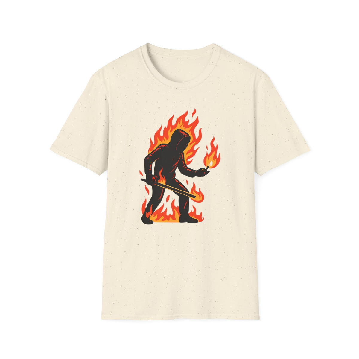 Flaming Sasquatch Illustration T-Shirt | Fire Bigfoot Graphic Tee