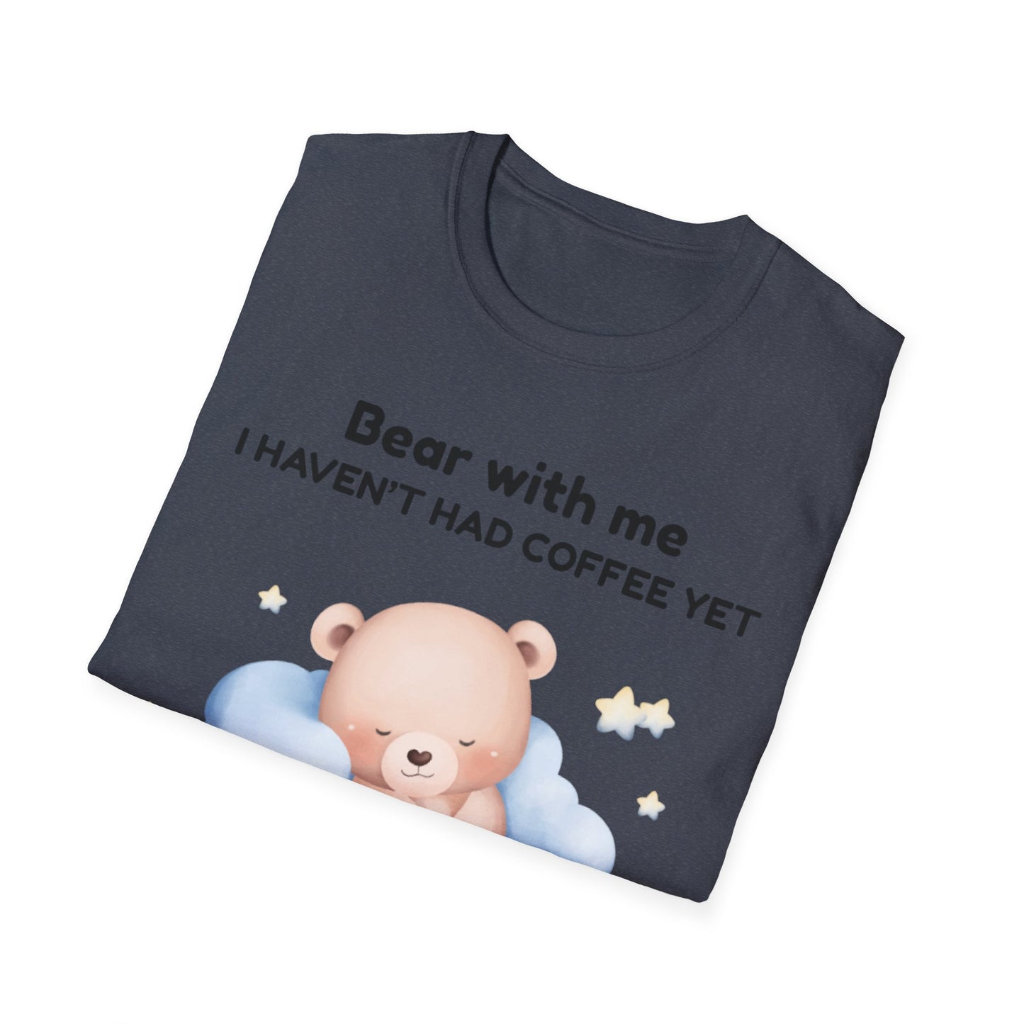Cute Bear Coffee T-Shirt, Unisex Softstyle Tee, Perfect for Coffee Lovers, Gifts for Moms and Dads, Casual Everyday Wear, Birthday Gift