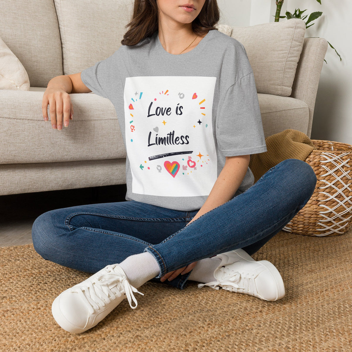 Love Is Limitless T-Shirt | Inspirational Pride Rainbow Heart Design