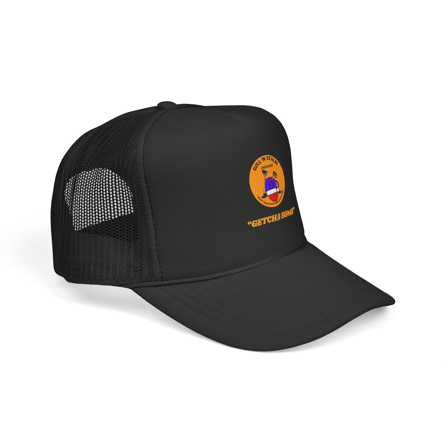 Roll R Rean's Ranch logo Trucker Cap | Red Mesh Trucker Hat