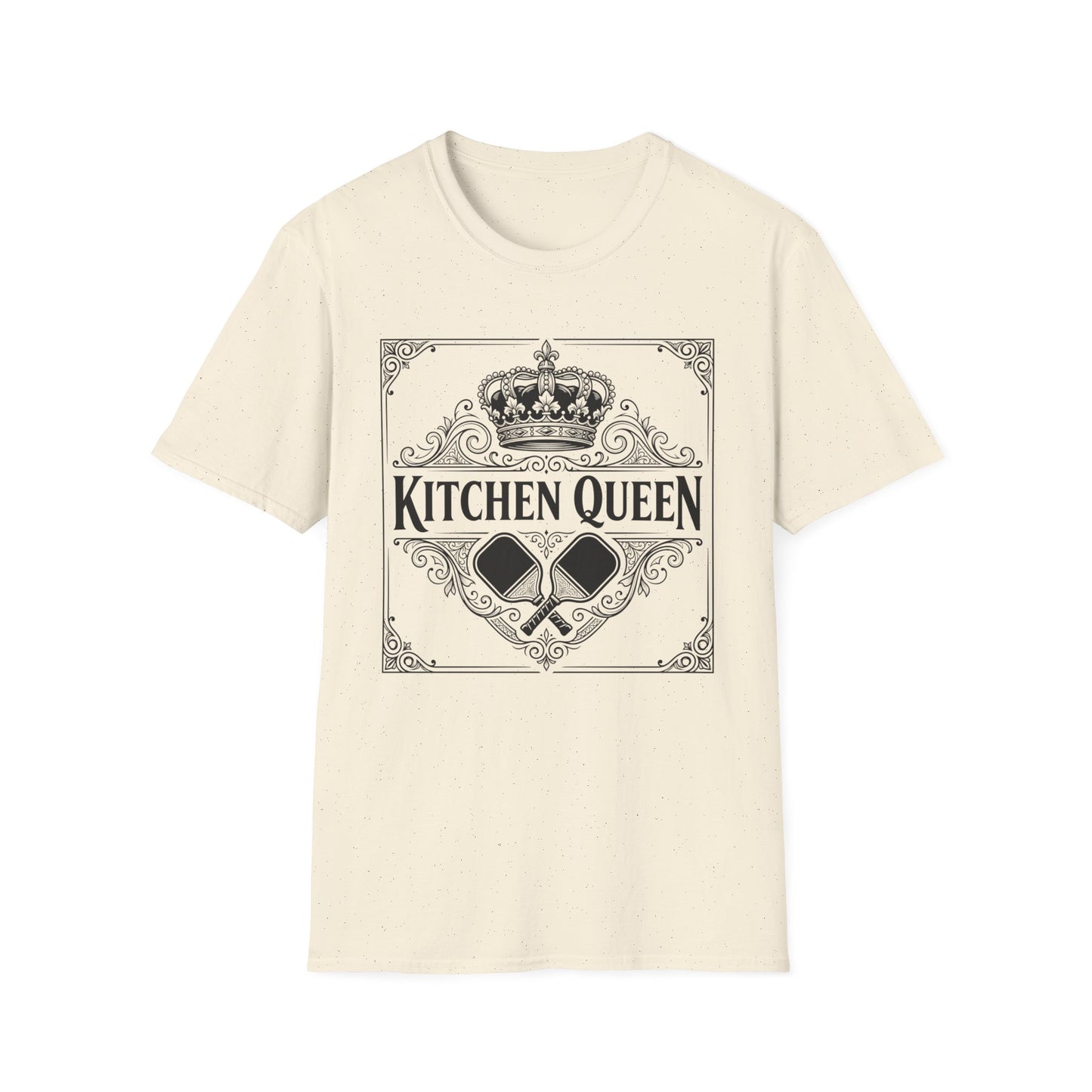 Kitchen Queen T-Shirt | Crown, Spatula, Vintage Scroll Design