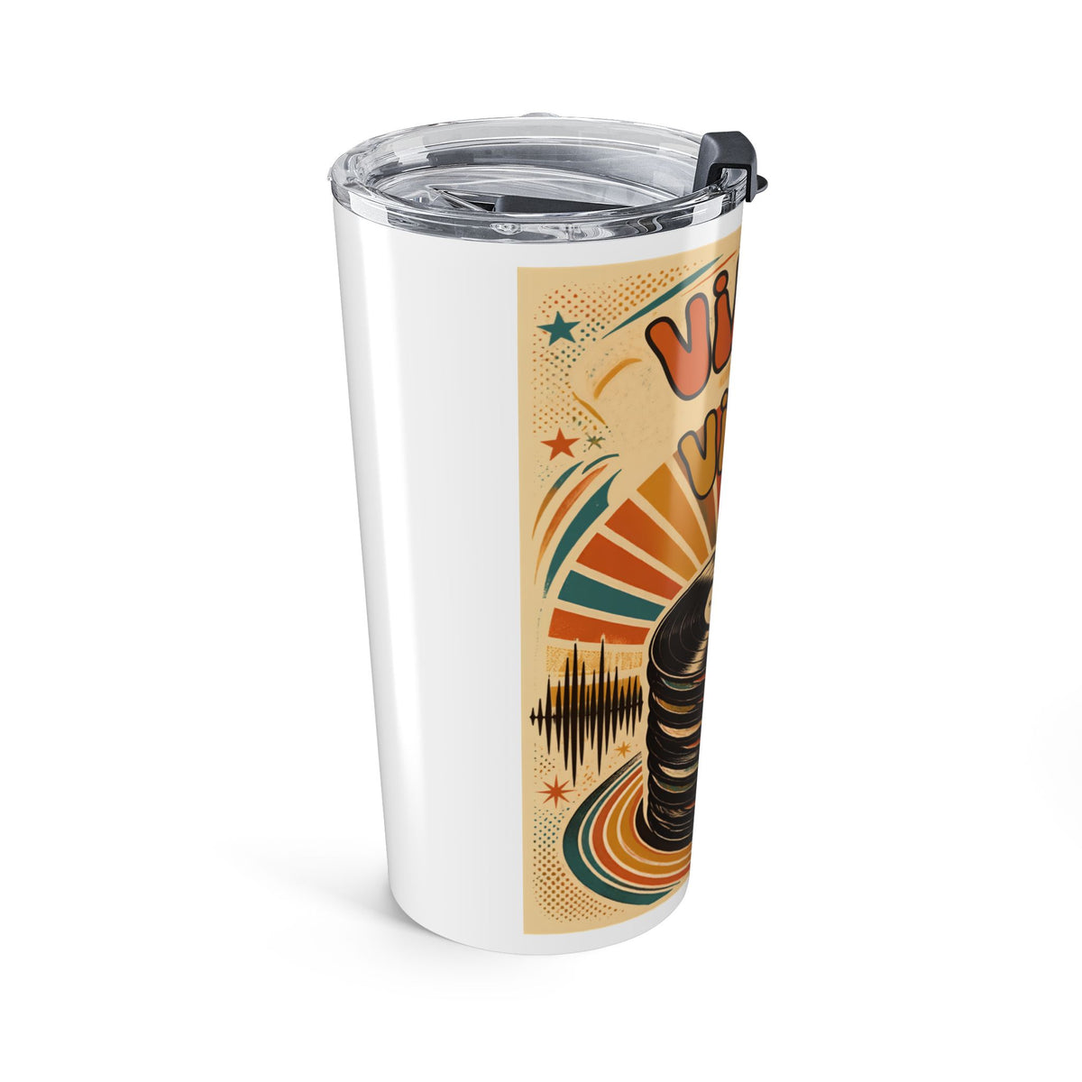 Vinyl Vibes record stack Tumbler | Retro 70s music design