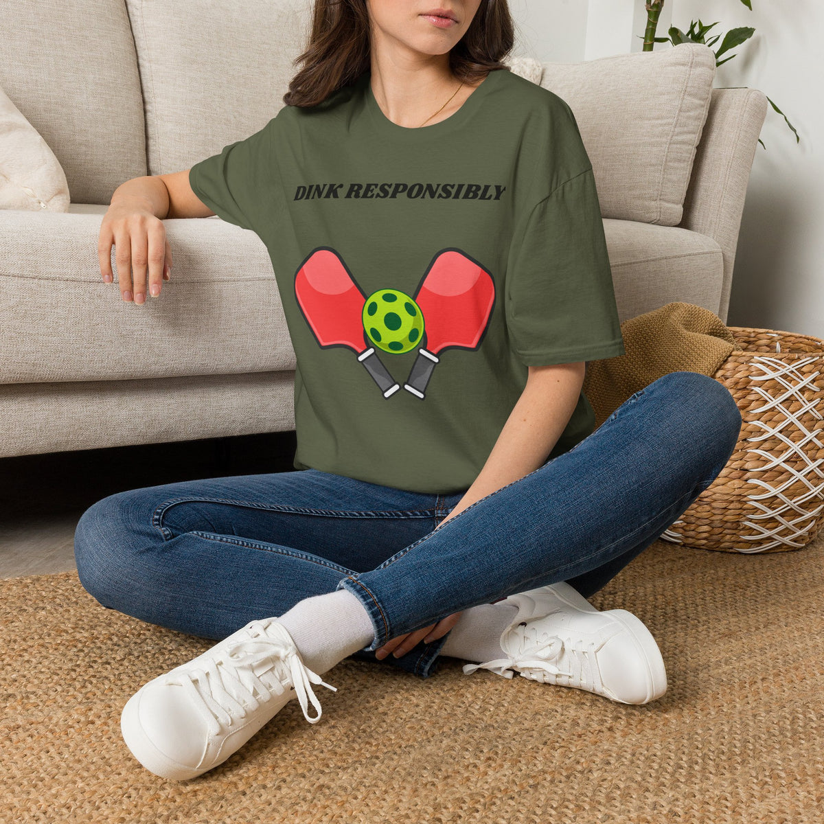 Dink Responsibly pickleball paddles and ball T-Shirt | Pickleball graphic tee