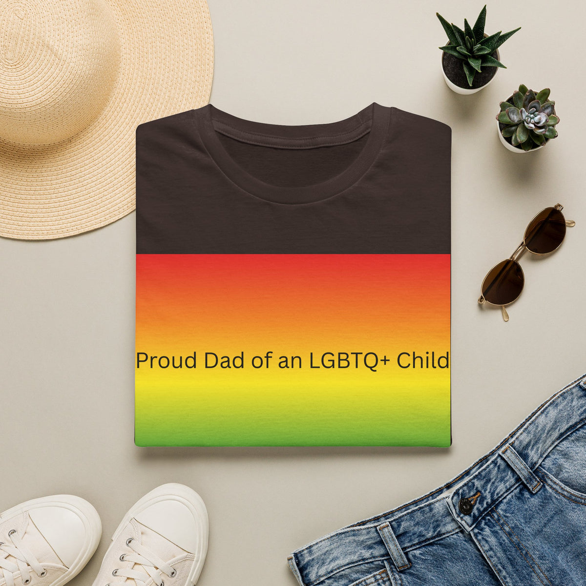 Proud Dad of an LGBTQ+ Child T-Shirt | Rainbow Pride Tee