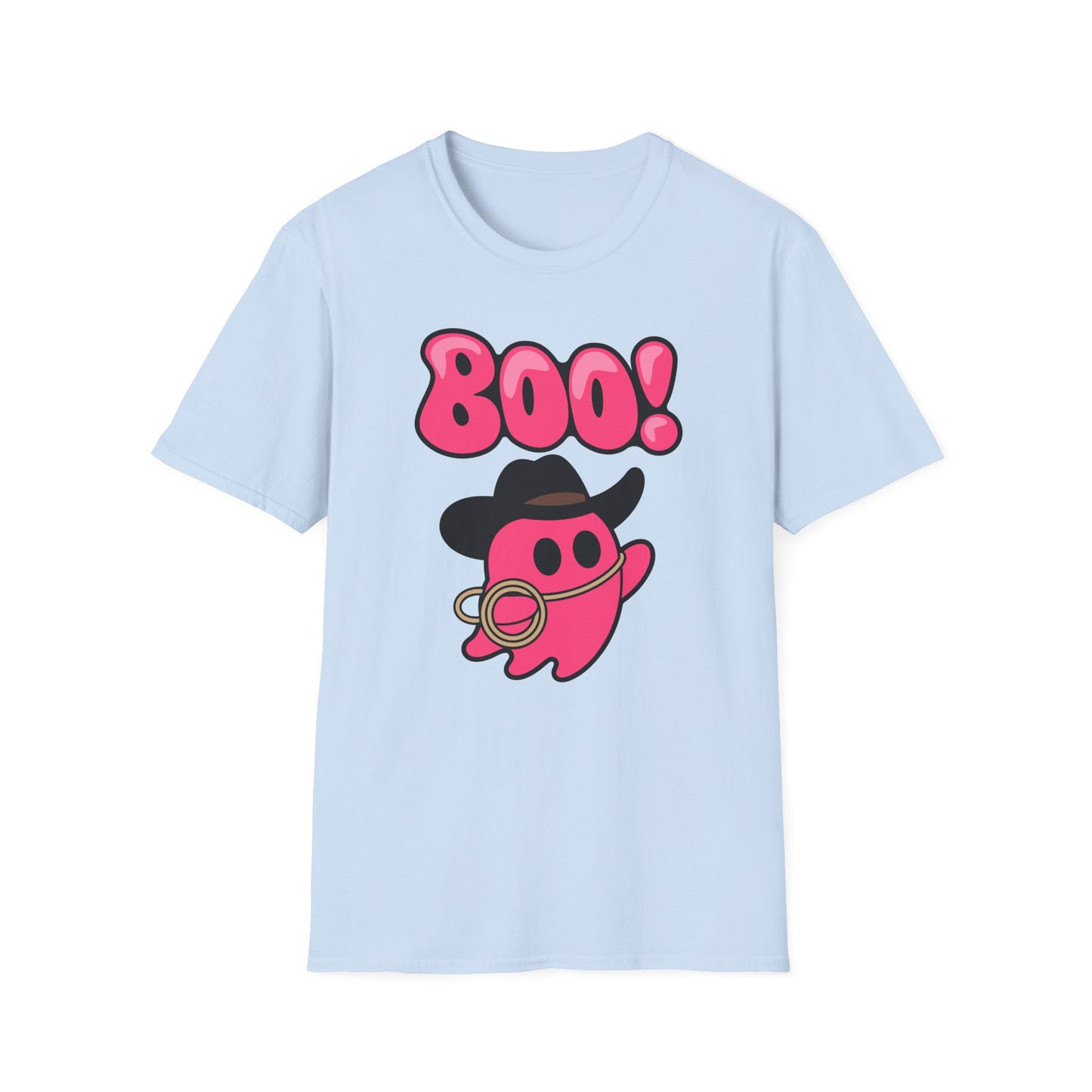 Cute Ghost Cowboy T-Shirt, Fun Graphic Tee, Unisex Halloween Apparel, Perfect Gift for Kids & Adults, Quirky Costume Tee