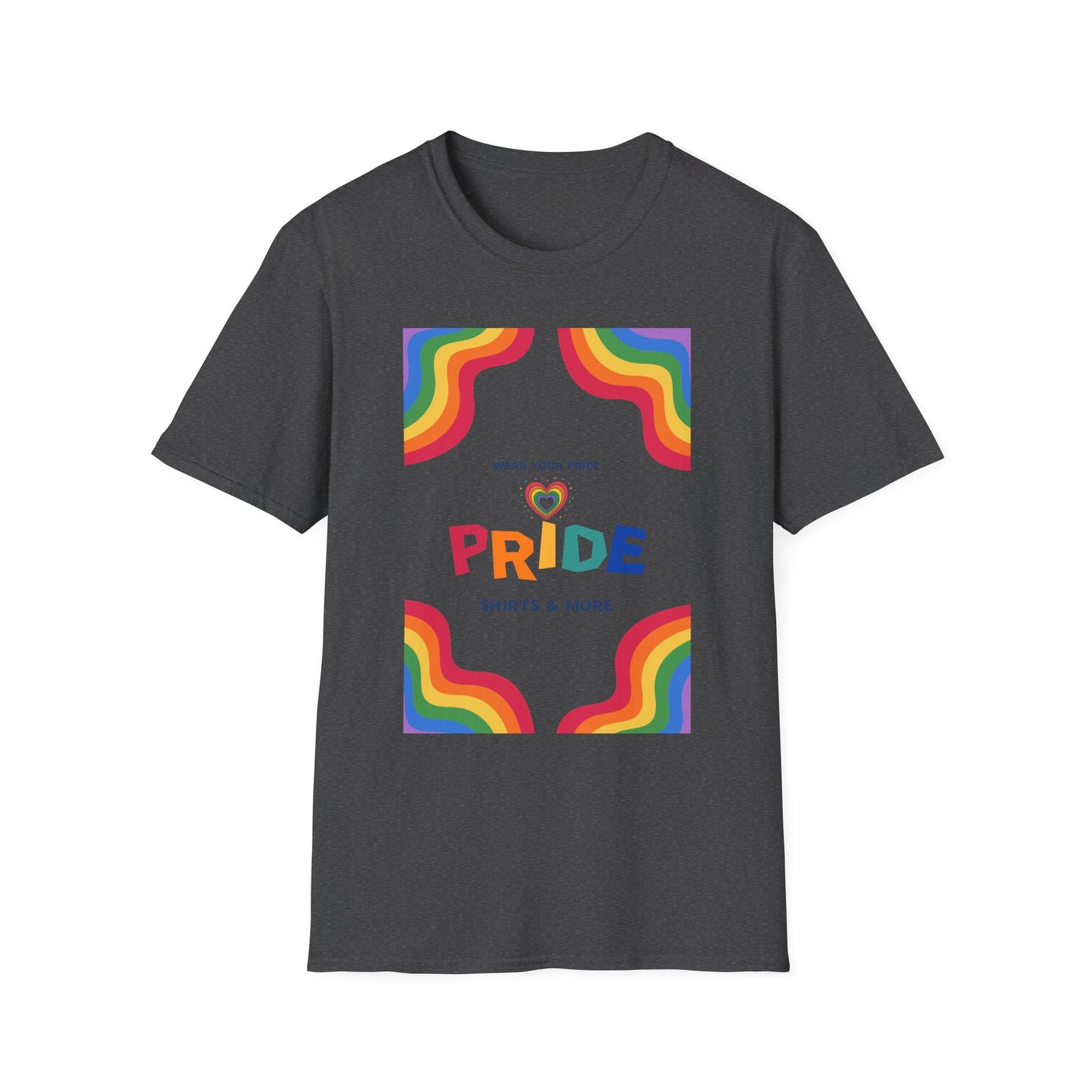 Rainbow Pride heart graphic T-Shirt | Wear Your Pride slogan