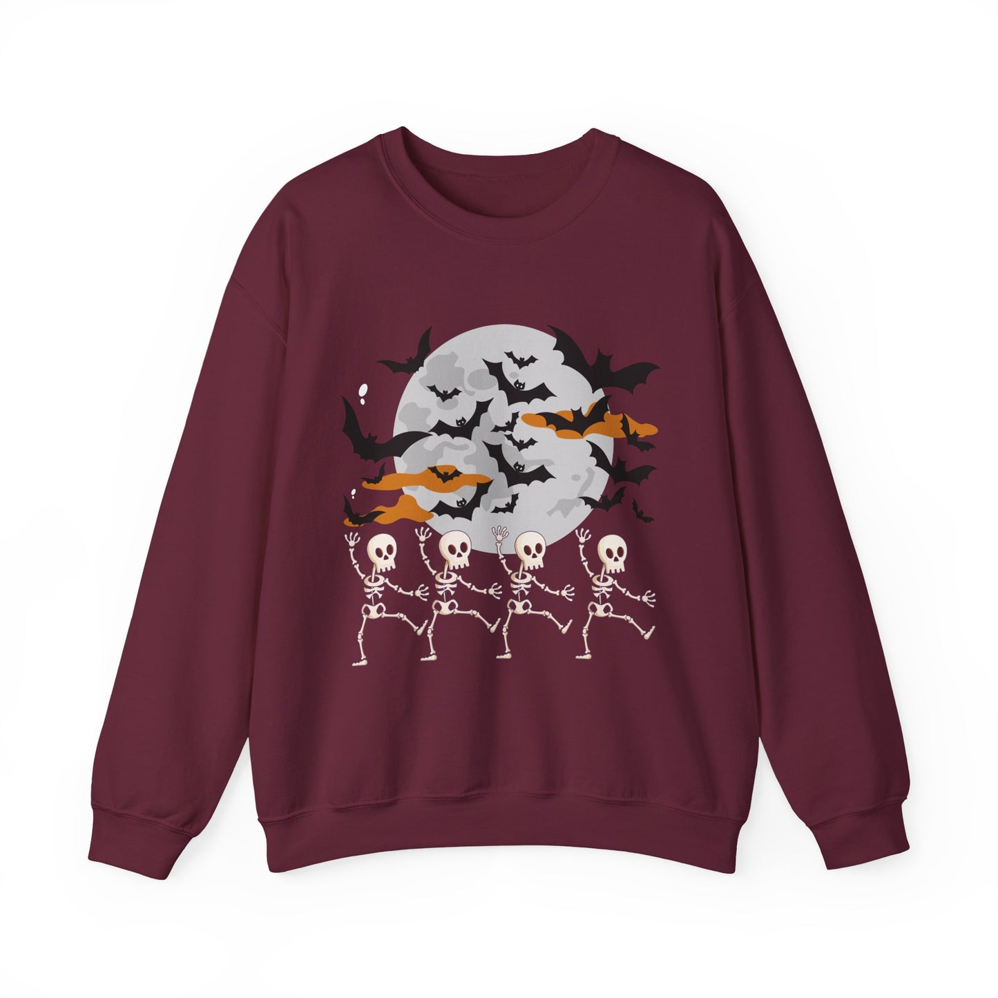 Spooky Skeleton Halloween Sweatshirt, Cozy Crewneck Pullover, Unisex Halloween Apparel, Fall Fashion, Perfect for Pumpkin Patches